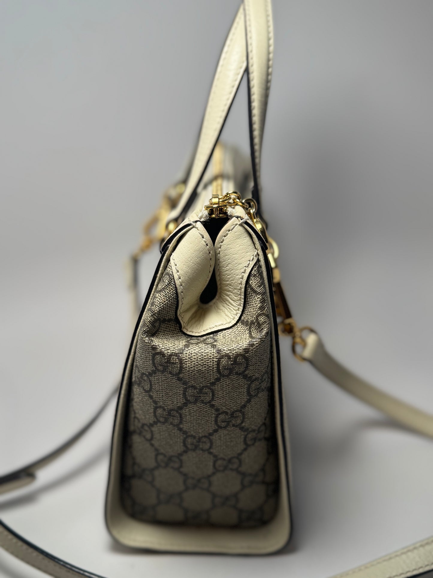 Gucci Ophidia Small GG Tote Leather & Canvas Crossbody Strap