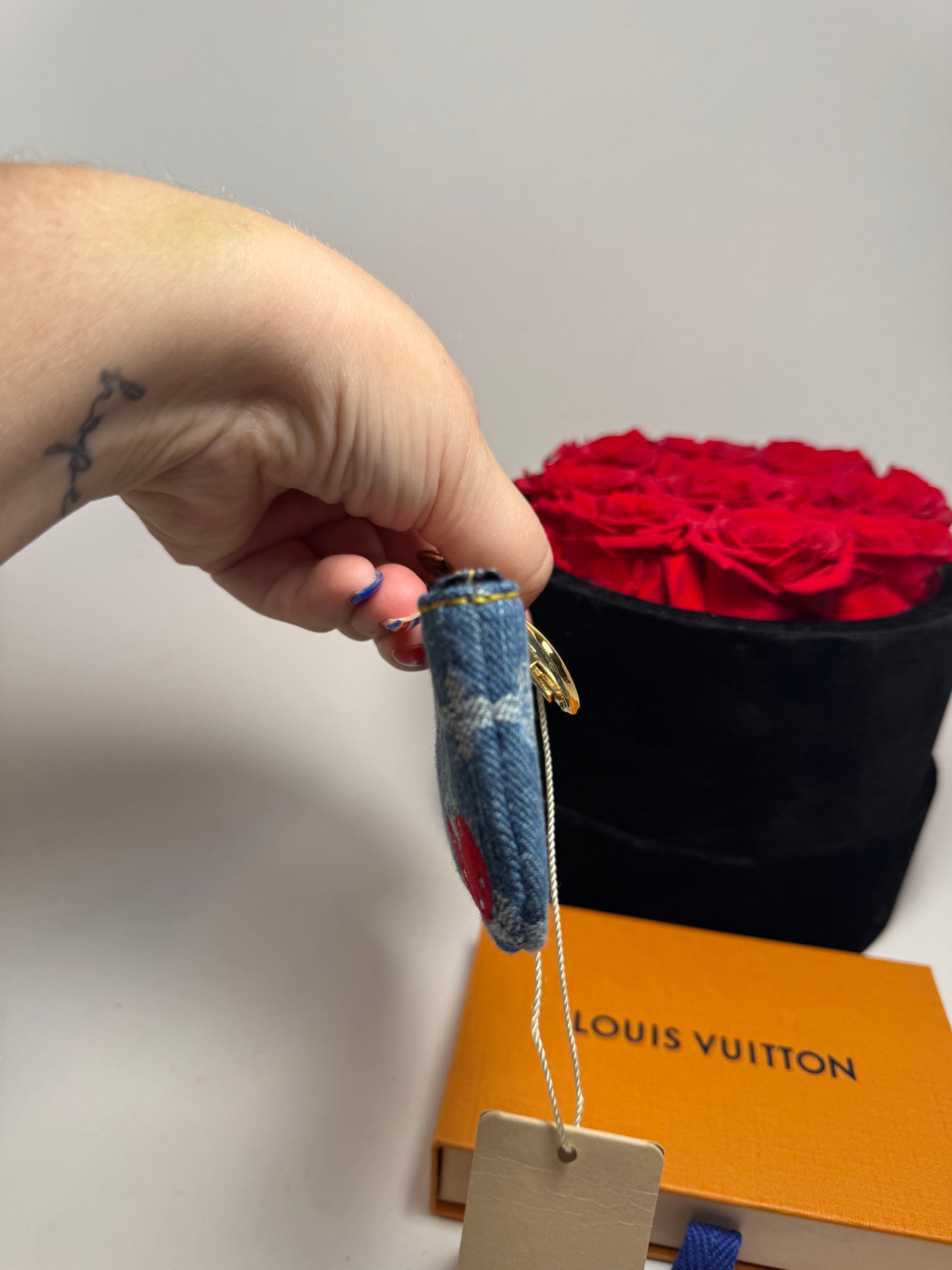 Louis Vuitton x TM Denim Cherry Key Pouch NEW w/COA