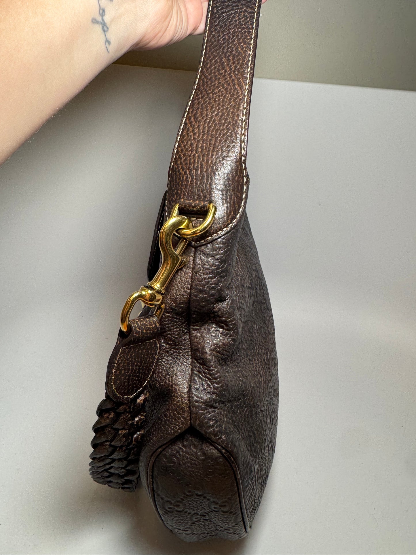 Gucci Dark Brown Guccissima Leather Pelham Large Shoulder Bag