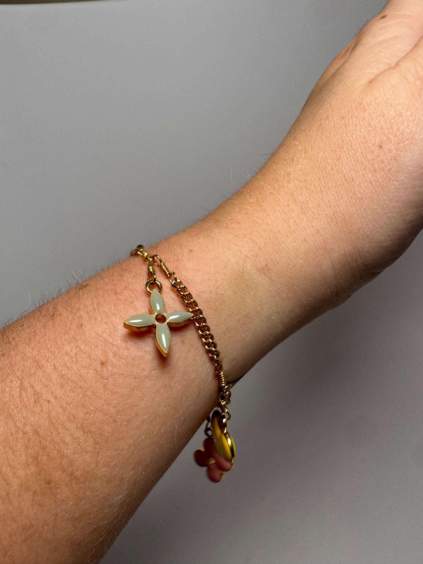Louis Vuitton Sweet Monogram Charm Bracelet Gold Tone