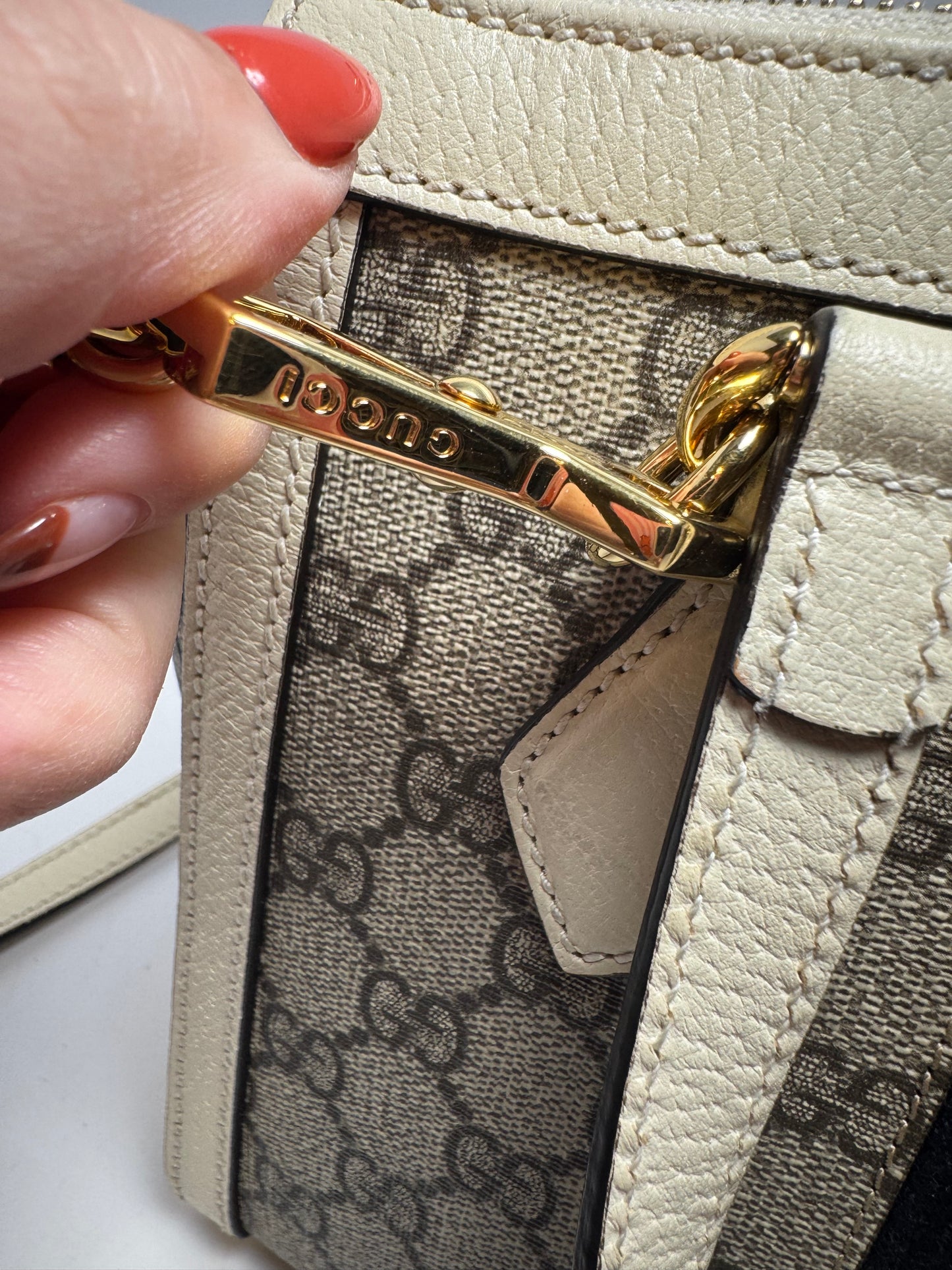 Gucci Ophidia Small GG Tote Leather & Canvas Crossbody Strap