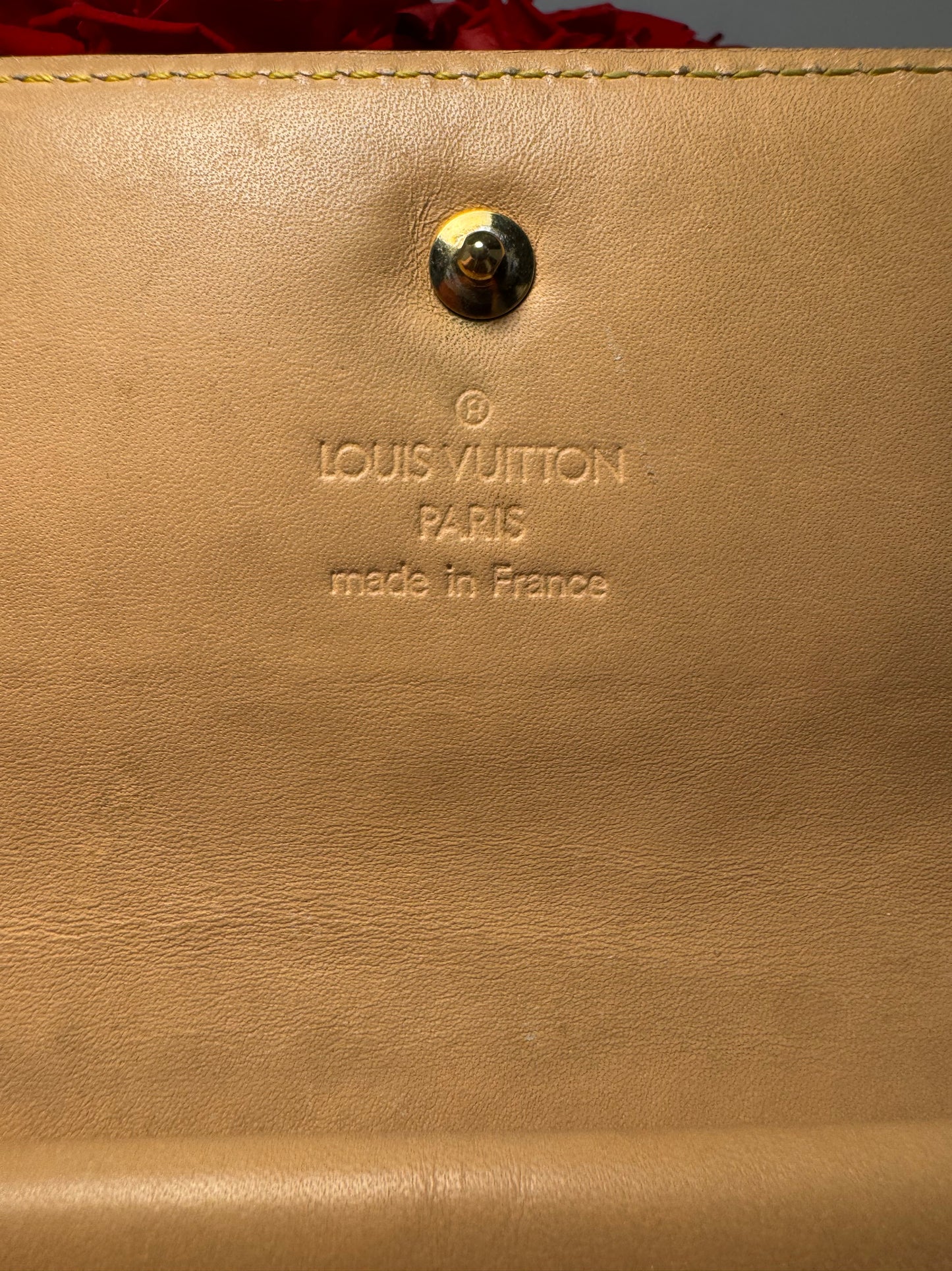 Louis Vuitton Multicolor Monogram Porte Tressor Trifold Wallet Black Wallet with Tan Interior
