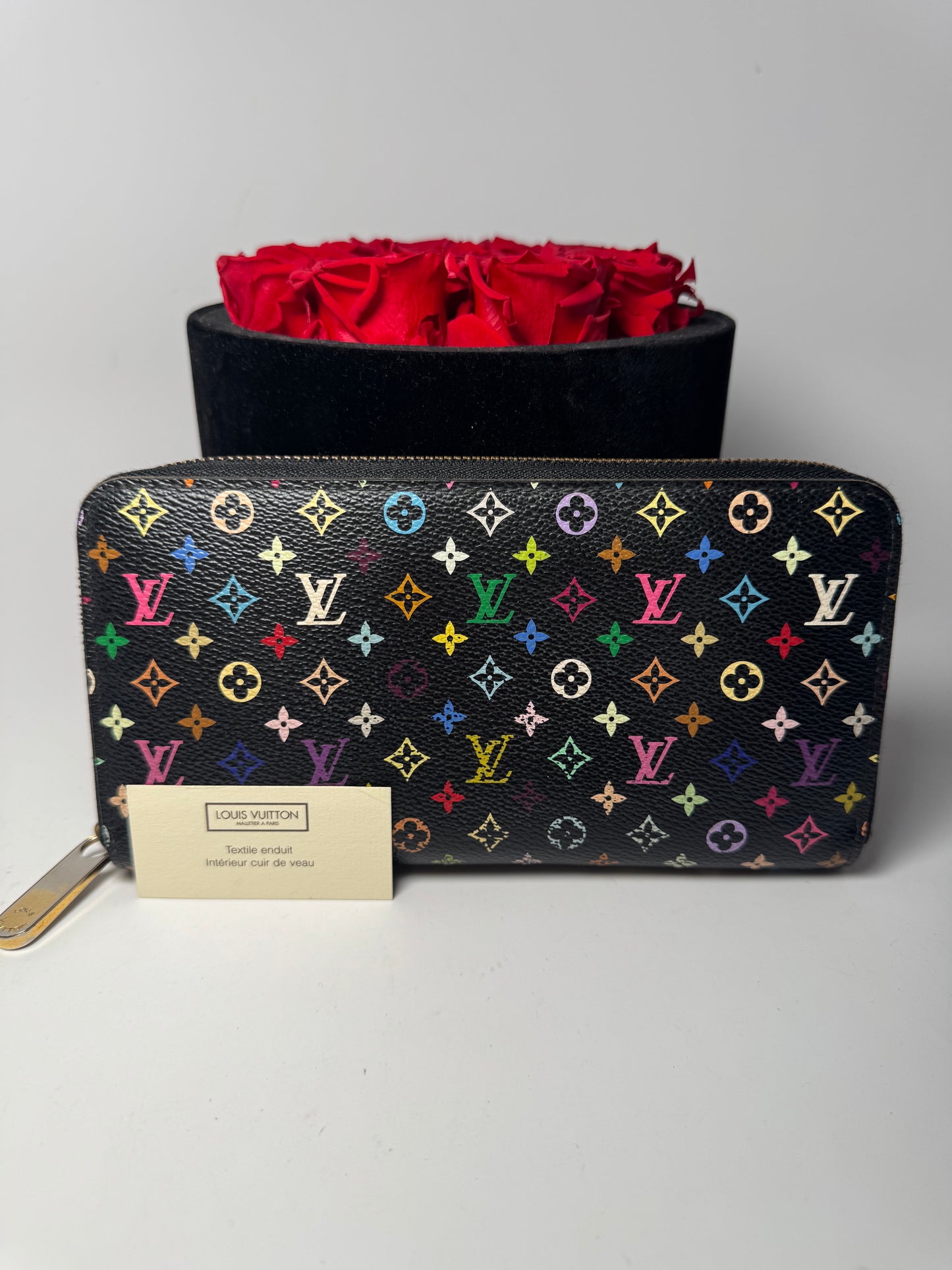 Louis Vuitton Multicolor Monogram Murakami Black Zippy Wallet