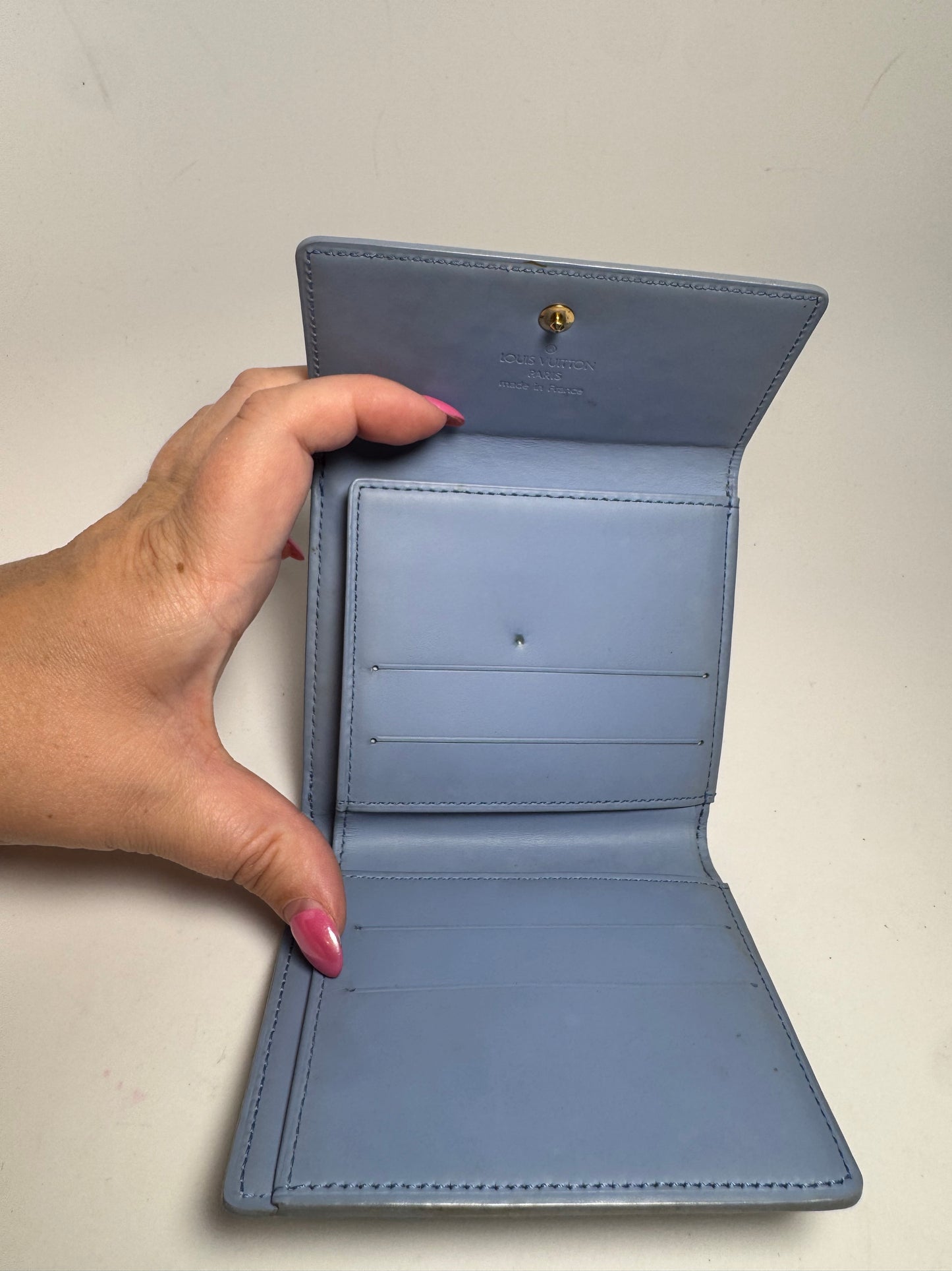 Louis Vuitton Porte Monnaie Billets Pistachio Green Vernis Compact/small wallet