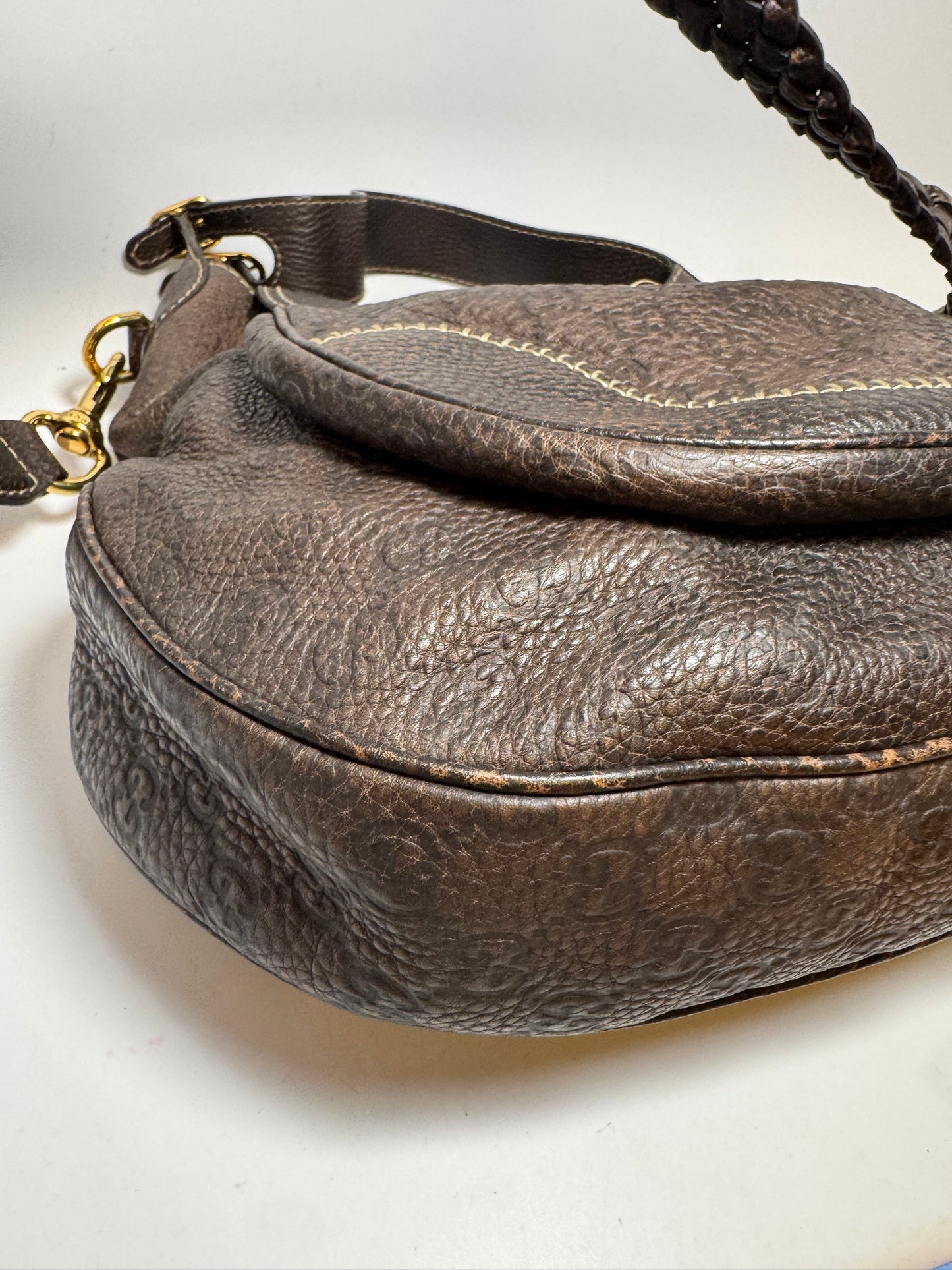 Gucci Dark Brown Guccissima Leather Pelham Large Shoulder Bag