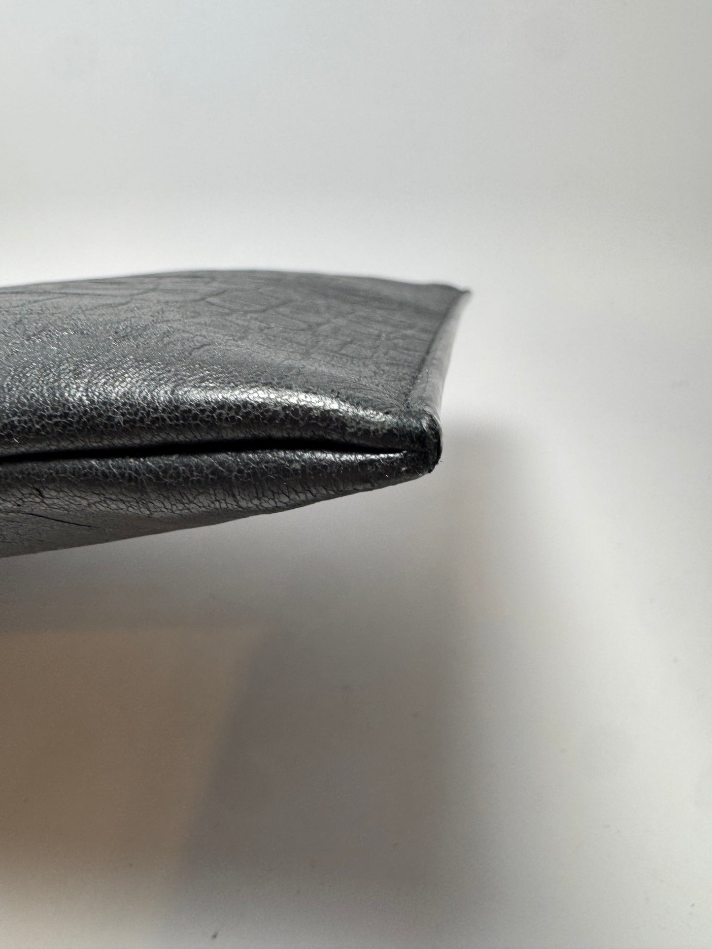 Saint Laurent Crocodile Embossed Black Leather Clutch