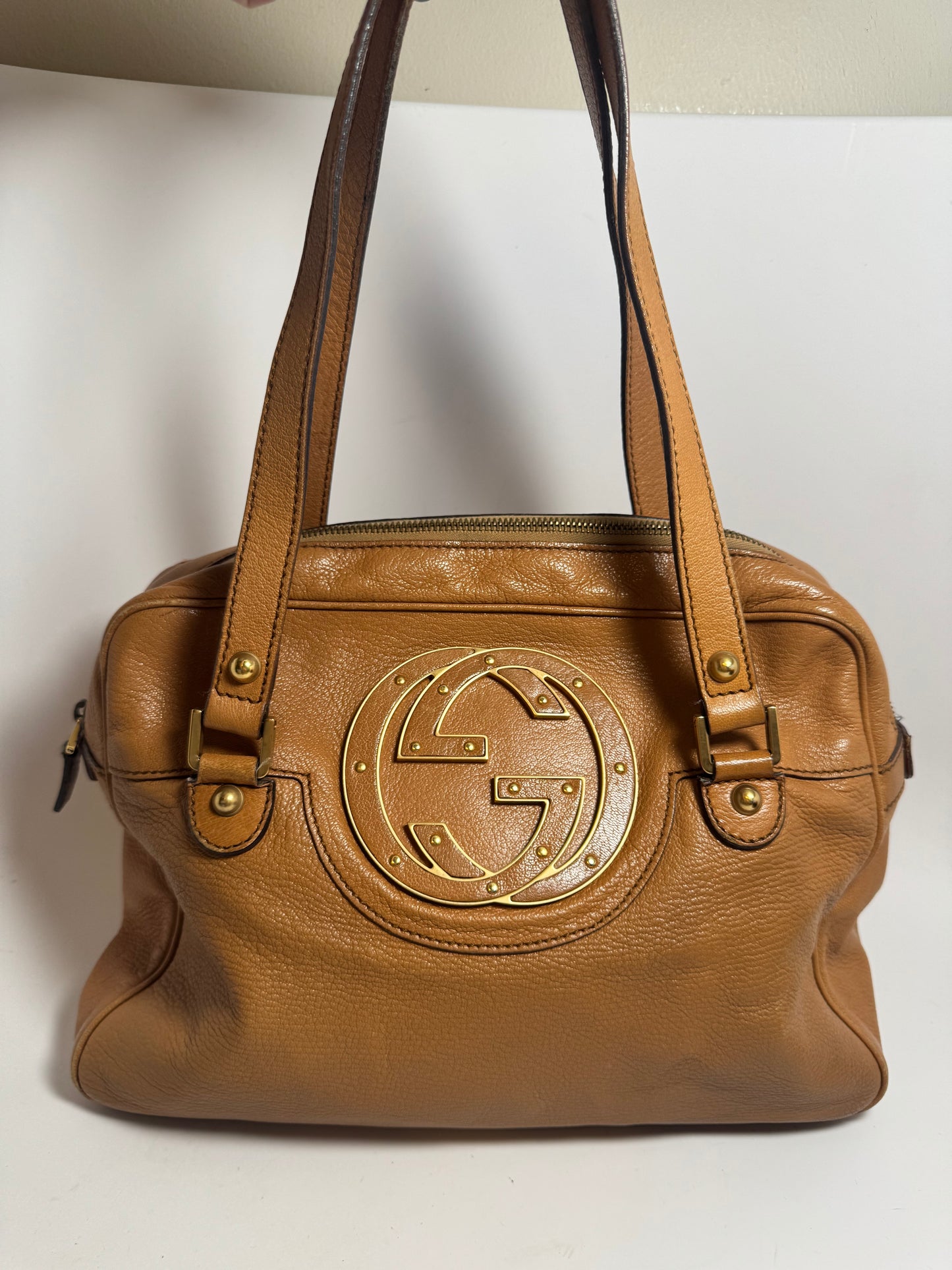Gucci Blondie Studded Shoulder Bag Leather