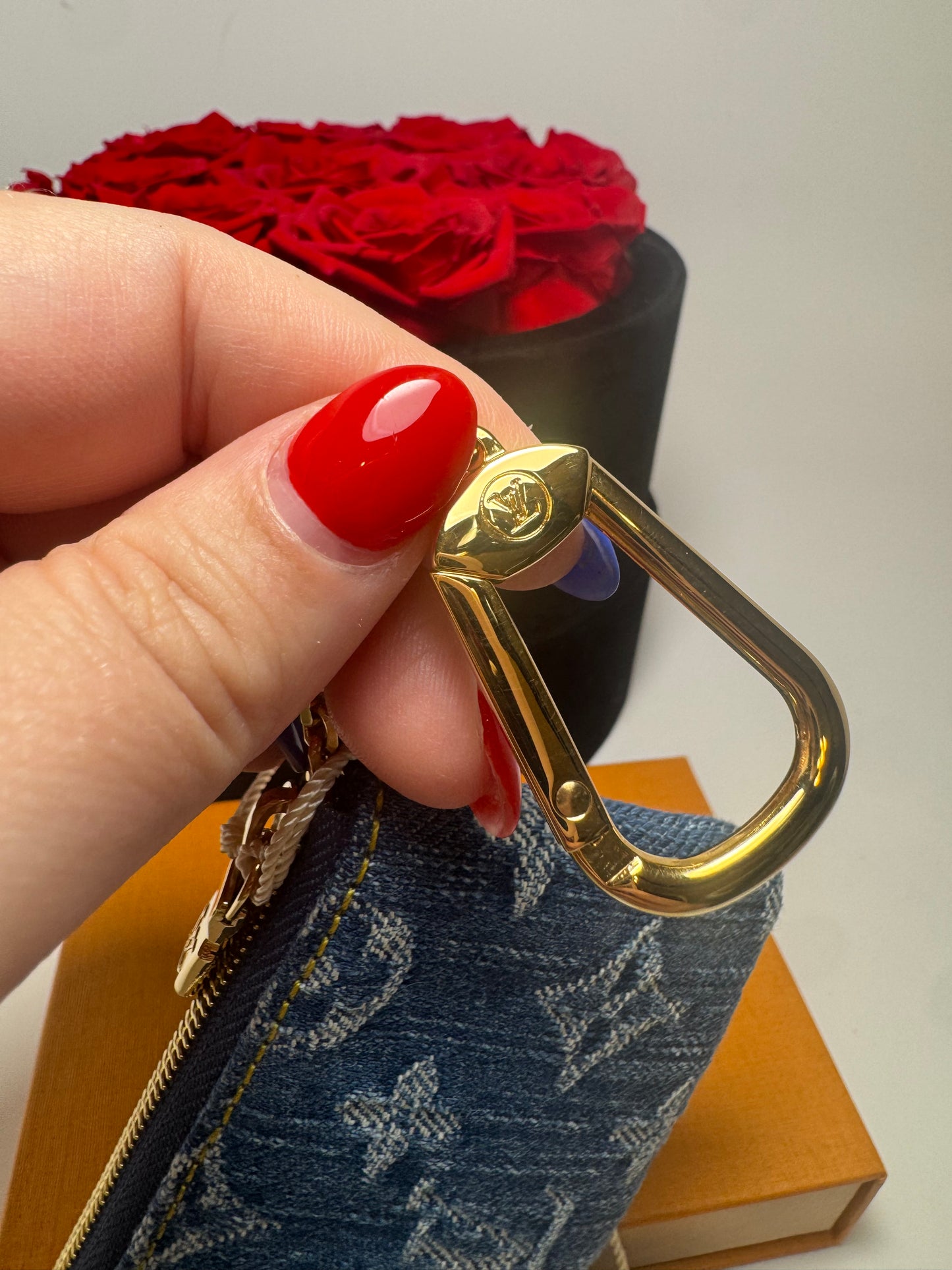 Louis Vuitton x TM Denim Cherry Key Pouch NEW w/COA
