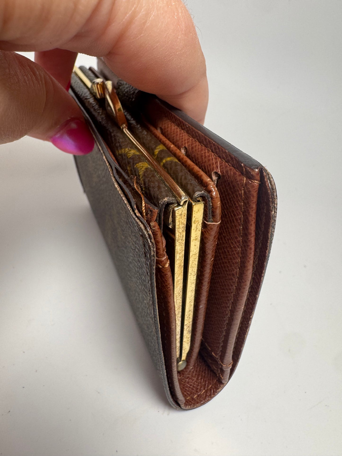 Louis Vuitton French Purse Kiss Lock Monogram Wallet-Fair Condition