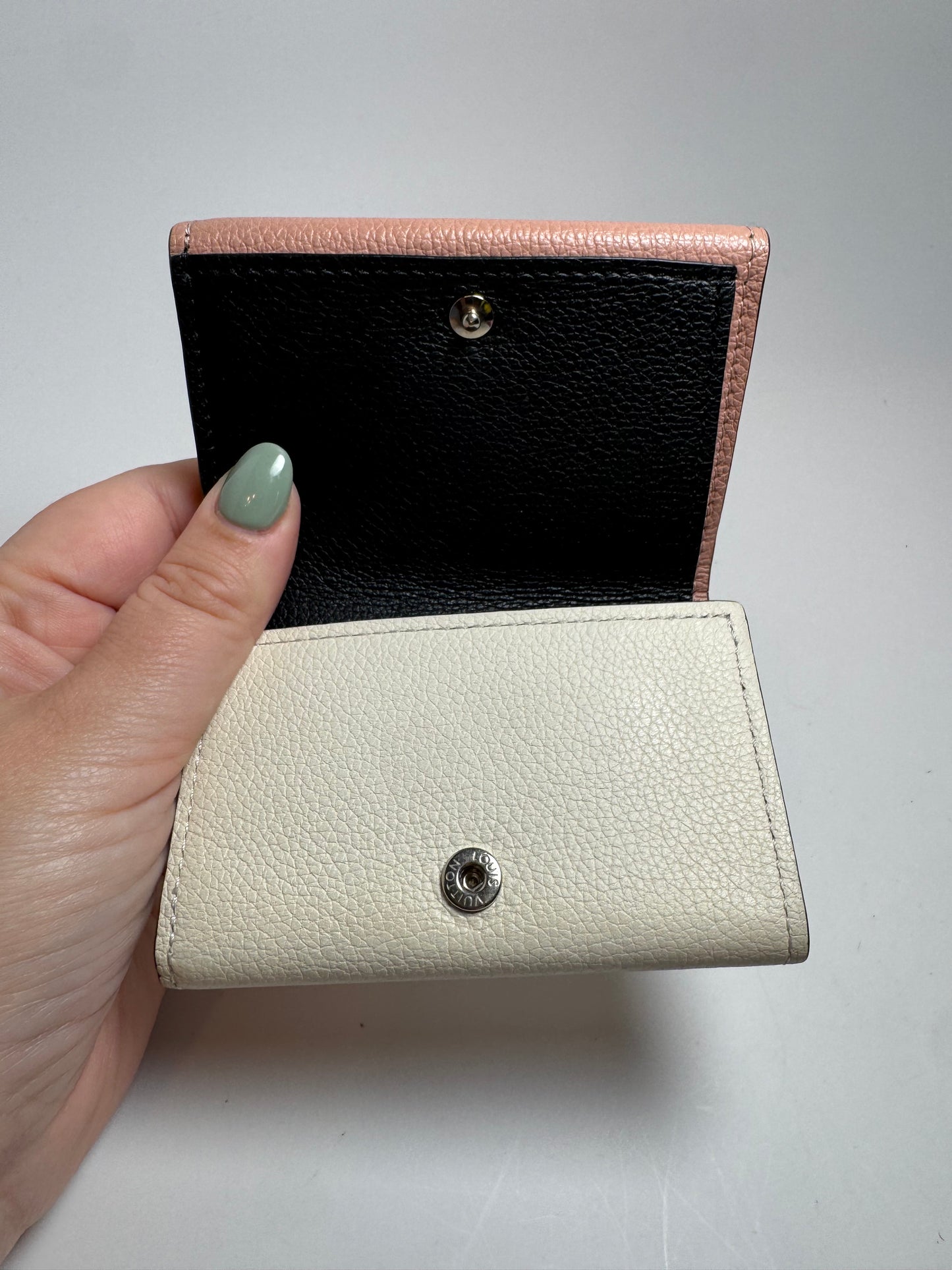 Louis Vuitton Calfskin Lockmini Wallet Rose Ballerine Maito White Black