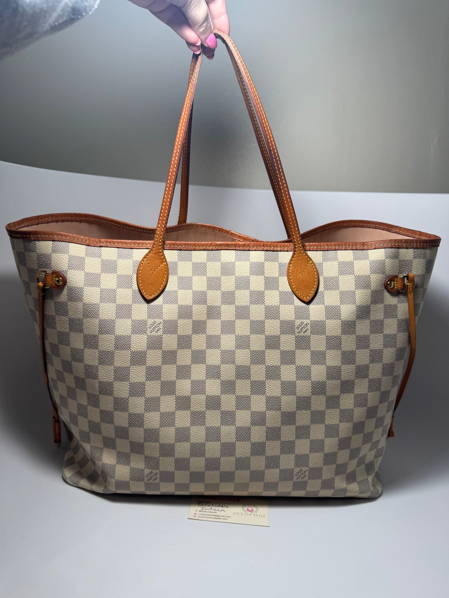 Louis Vuitton Neverfull GM Damier Azur with Ballerine Pink Interior Made in 2019