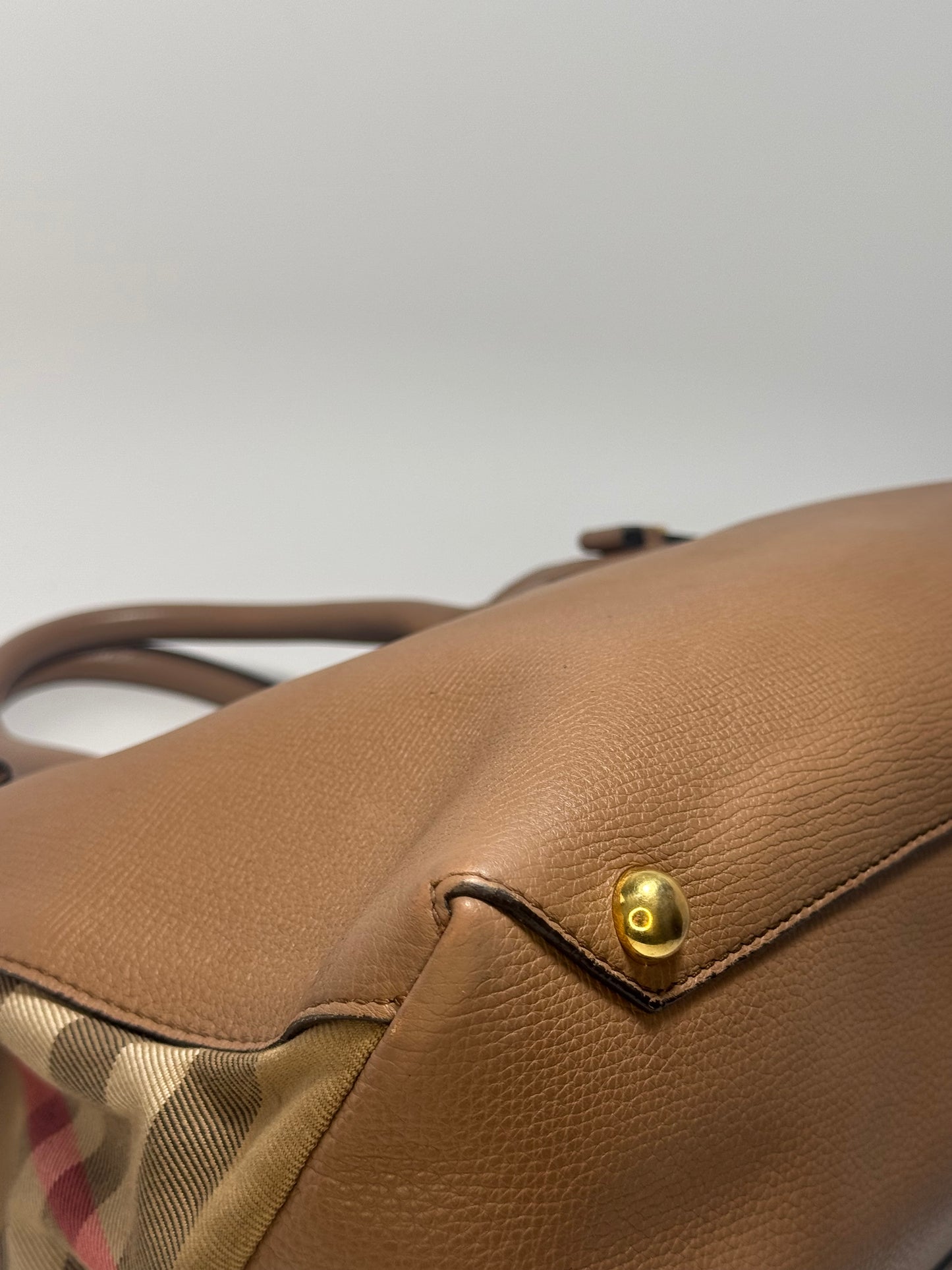 Burberry Banner Medium House Check Tote Bag Beige