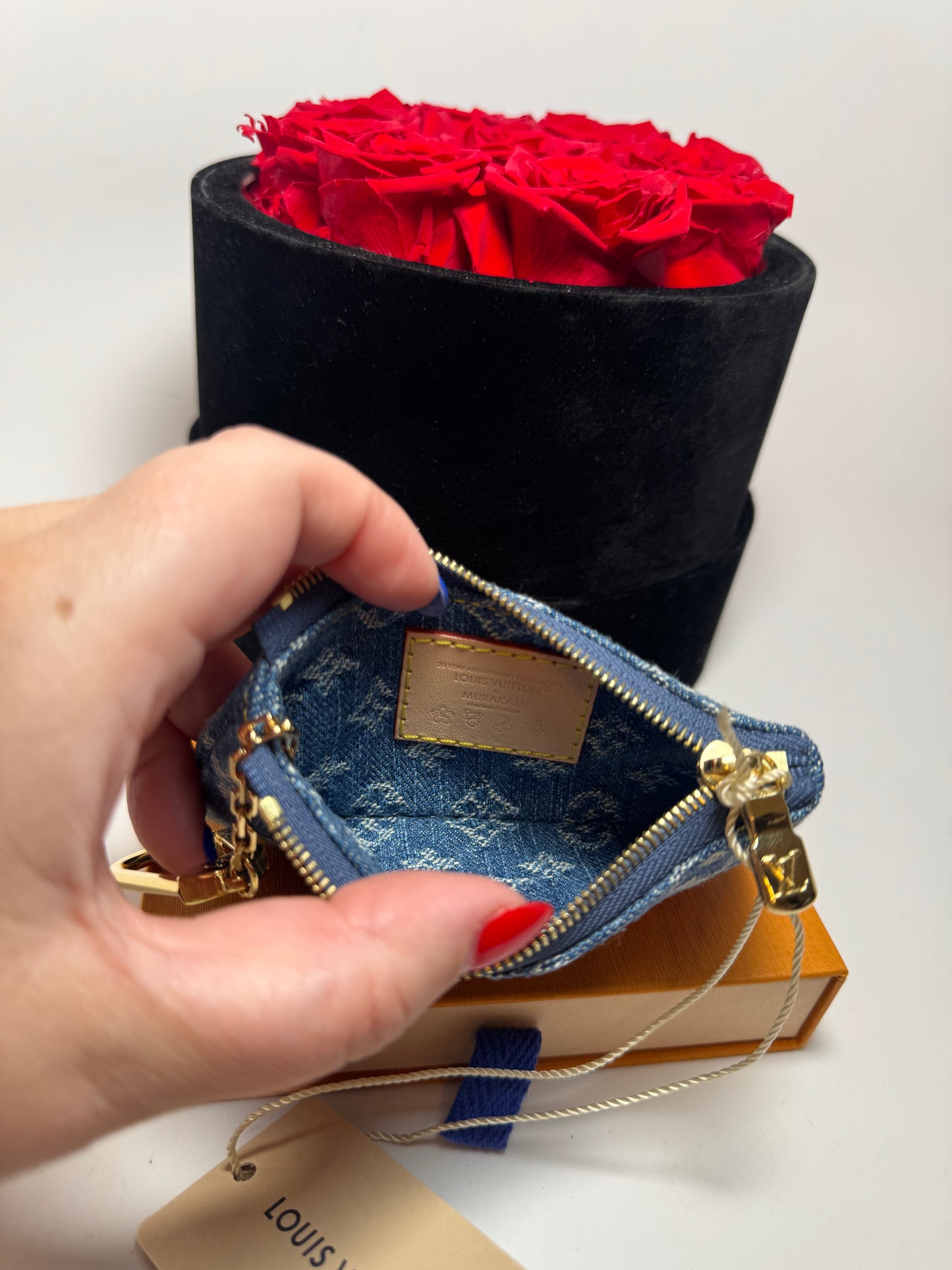 Louis Vuitton x TM Denim Cherry Key Pouch NEW w/COA