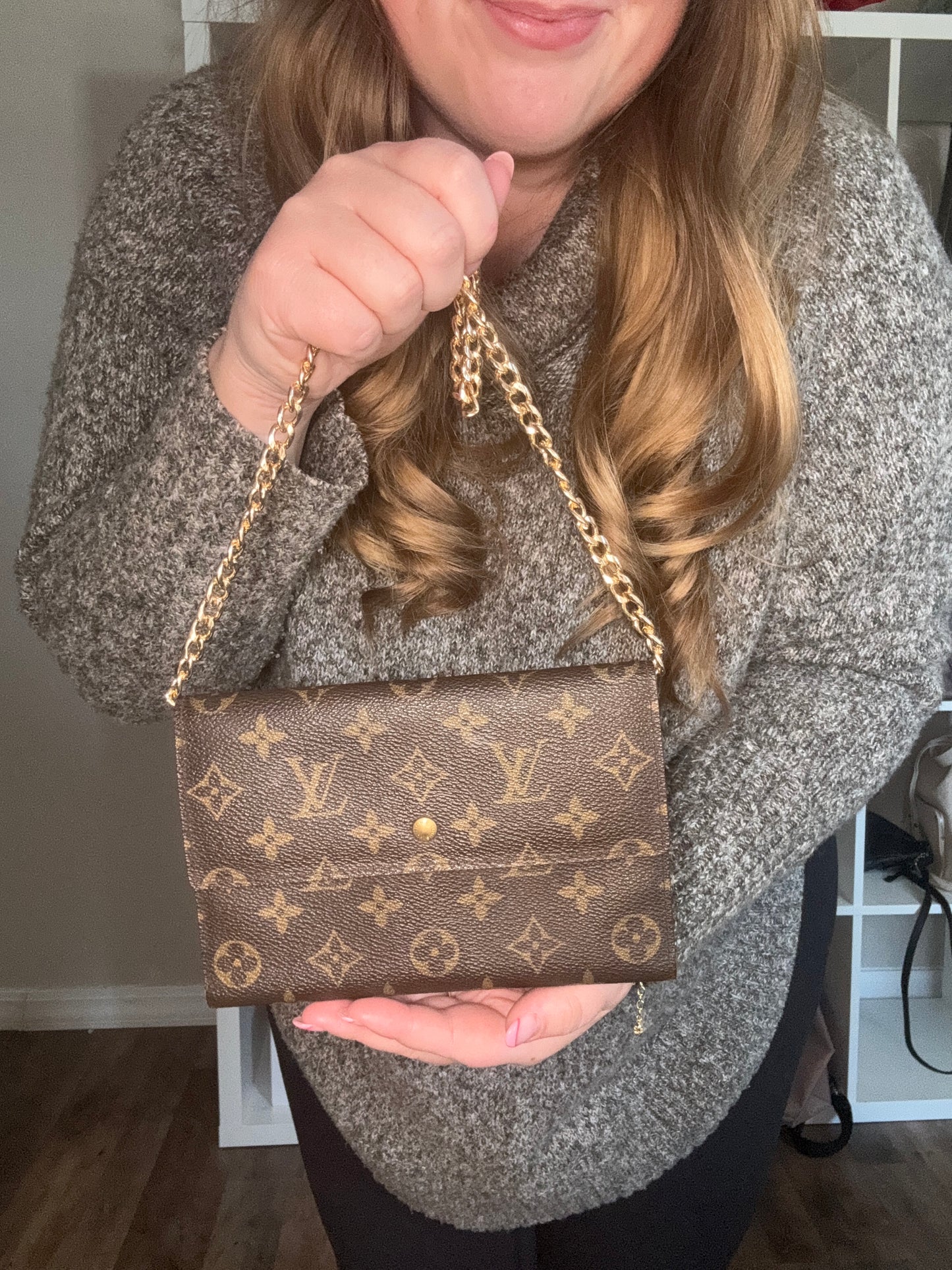 Louis Vuitton Monogram Trifold Pochette Passport Holder / Wallet on Chain