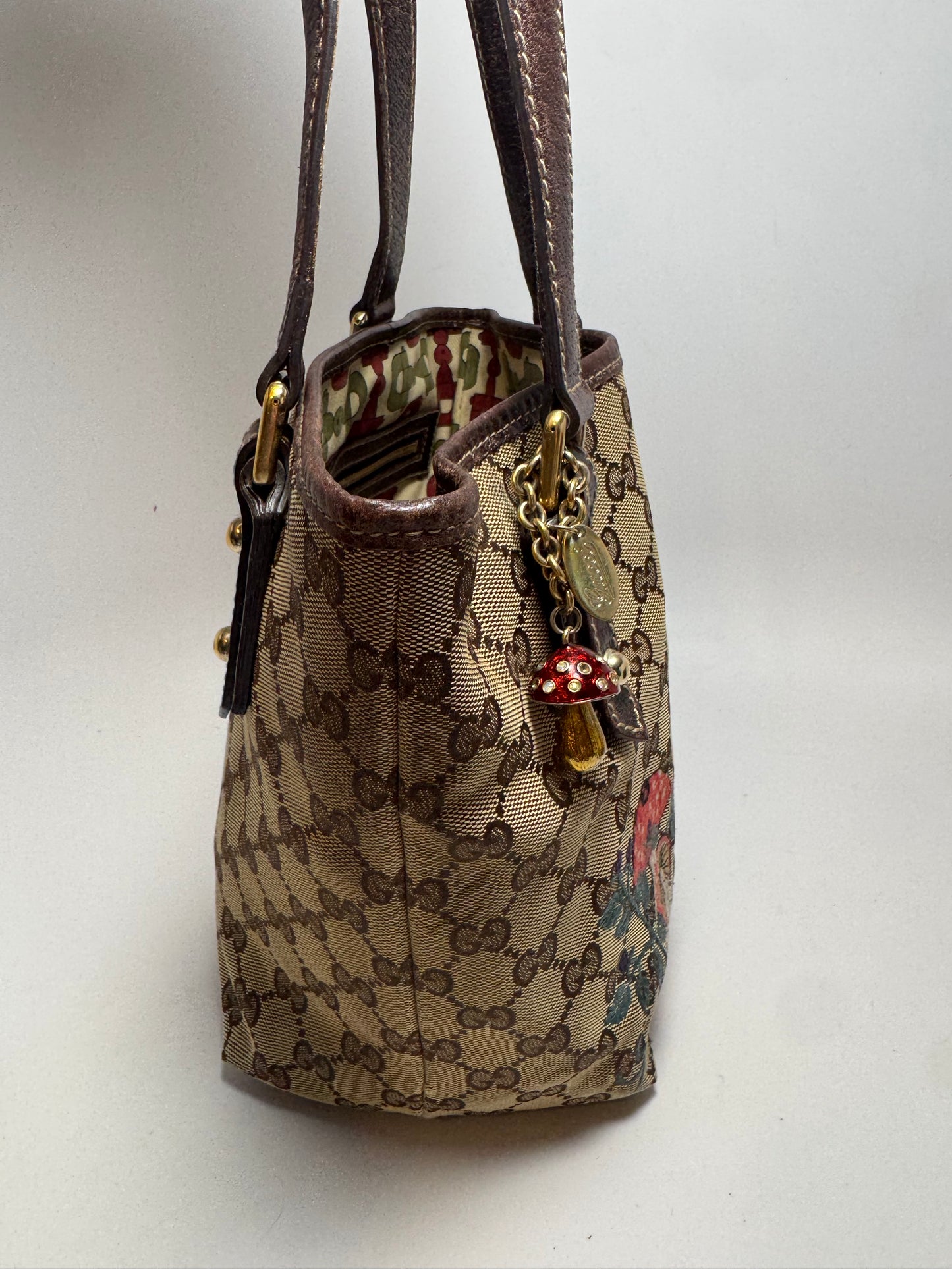 Gucci GG Canvas Mushrooms Tote Embroidered Bag