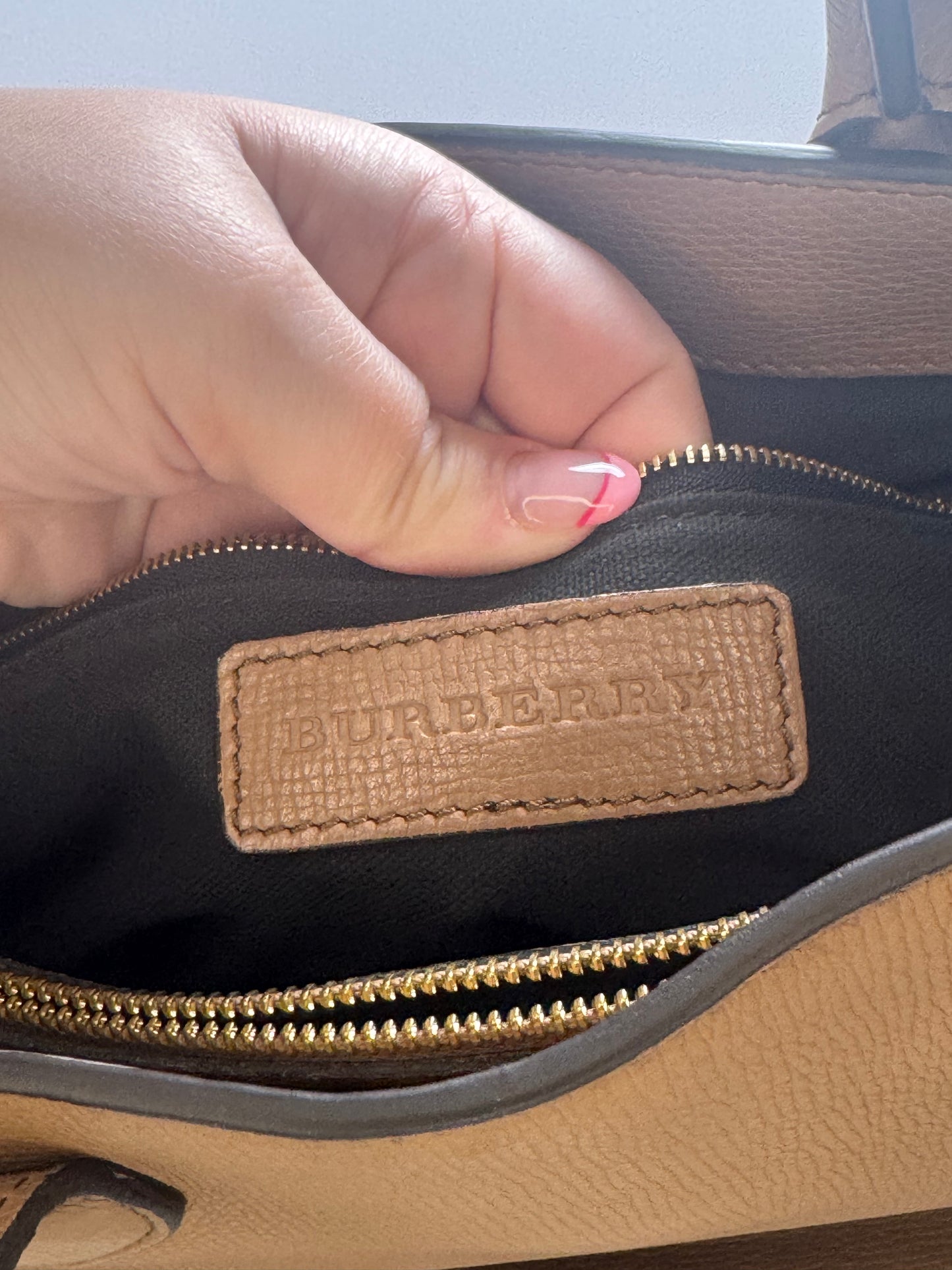 Burberry Banner Medium House Check Tote Bag Beige