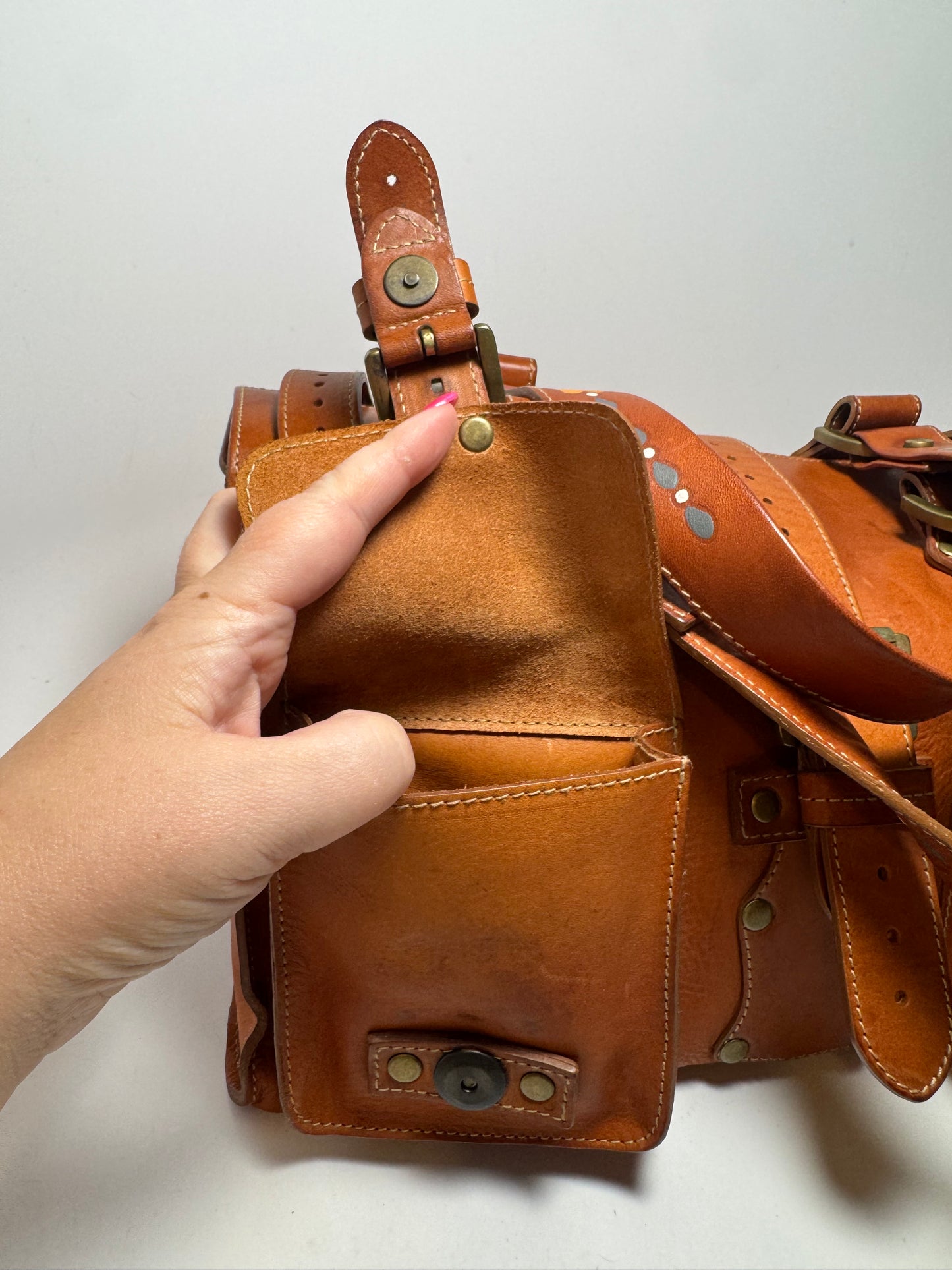 Mulberry Hand Painted Roxanne Leather Satchel Floral