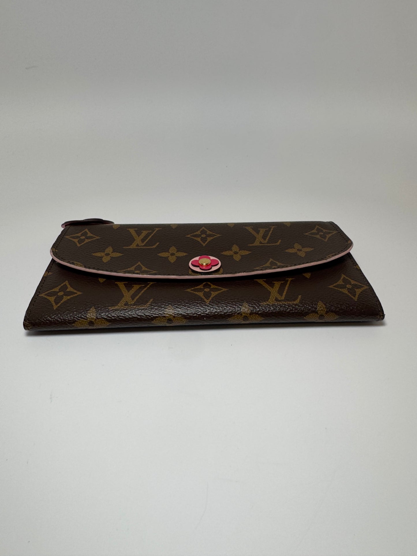 Louis Vuitton Emilie Bloom Pink Fuchsia Monogram Wallet Flower Accents Luxury