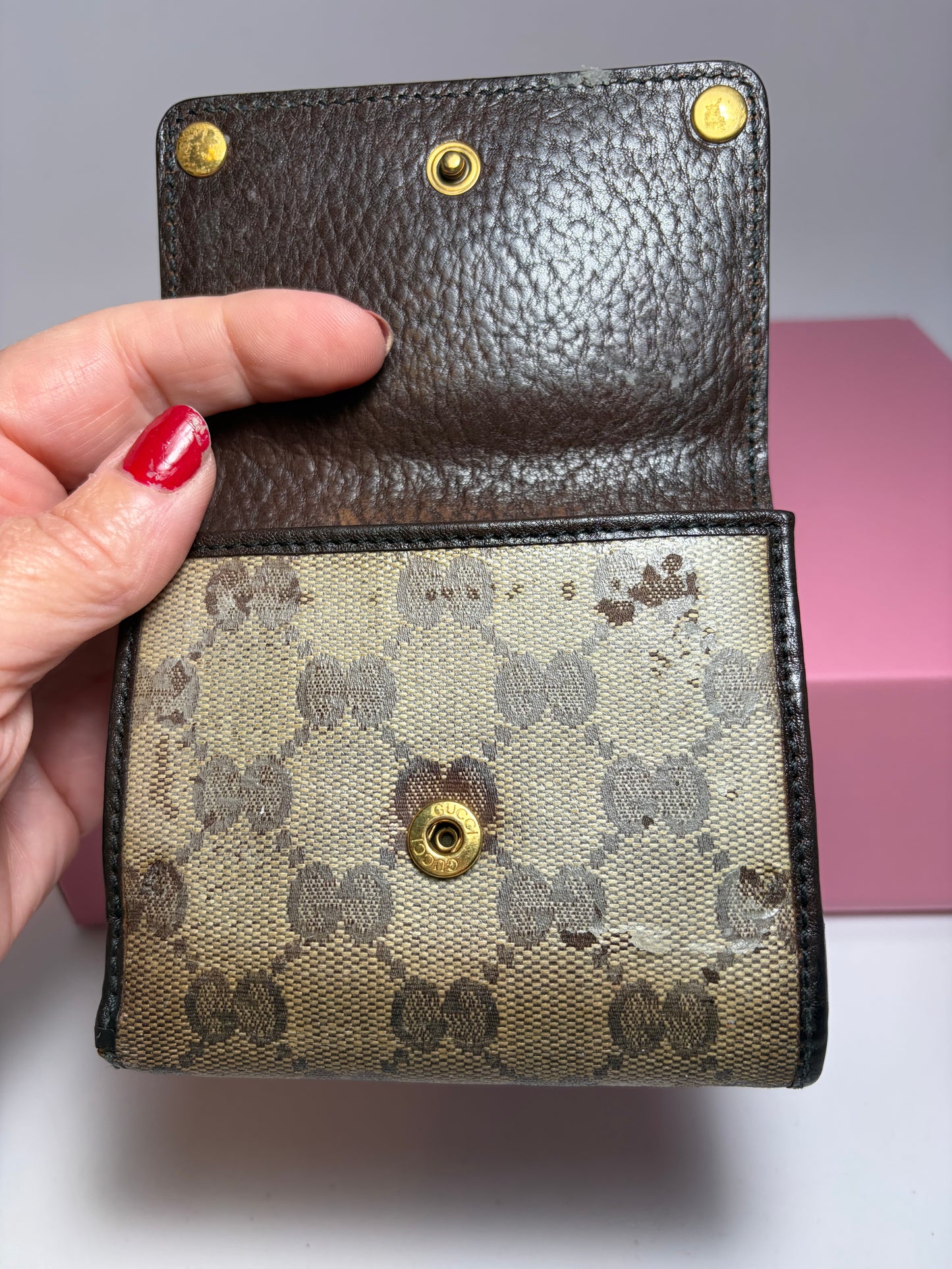 Gucci GG Babouska Canvas & leather compact wallet