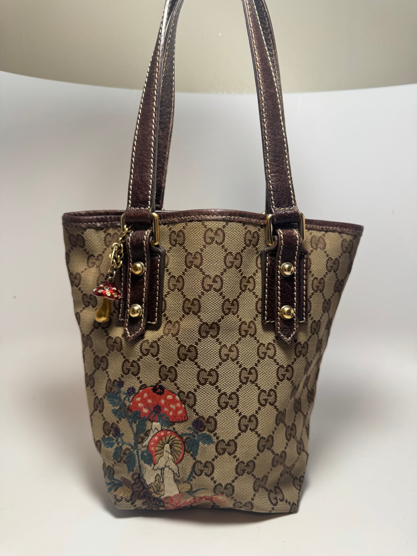 Gucci GG Canvas Mushrooms Tote Embroidered Bag