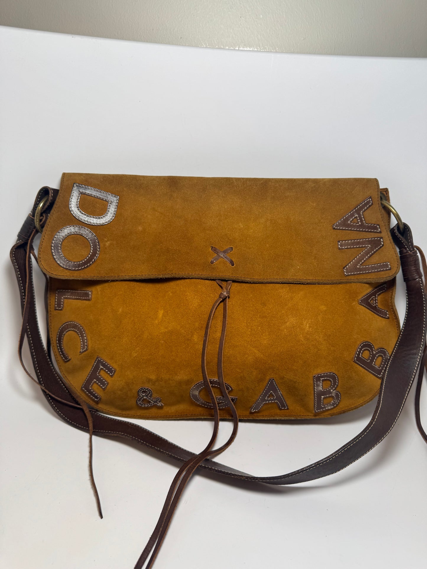 Dolce & Gabbana Suede Tassel Leather Shoulder Bag