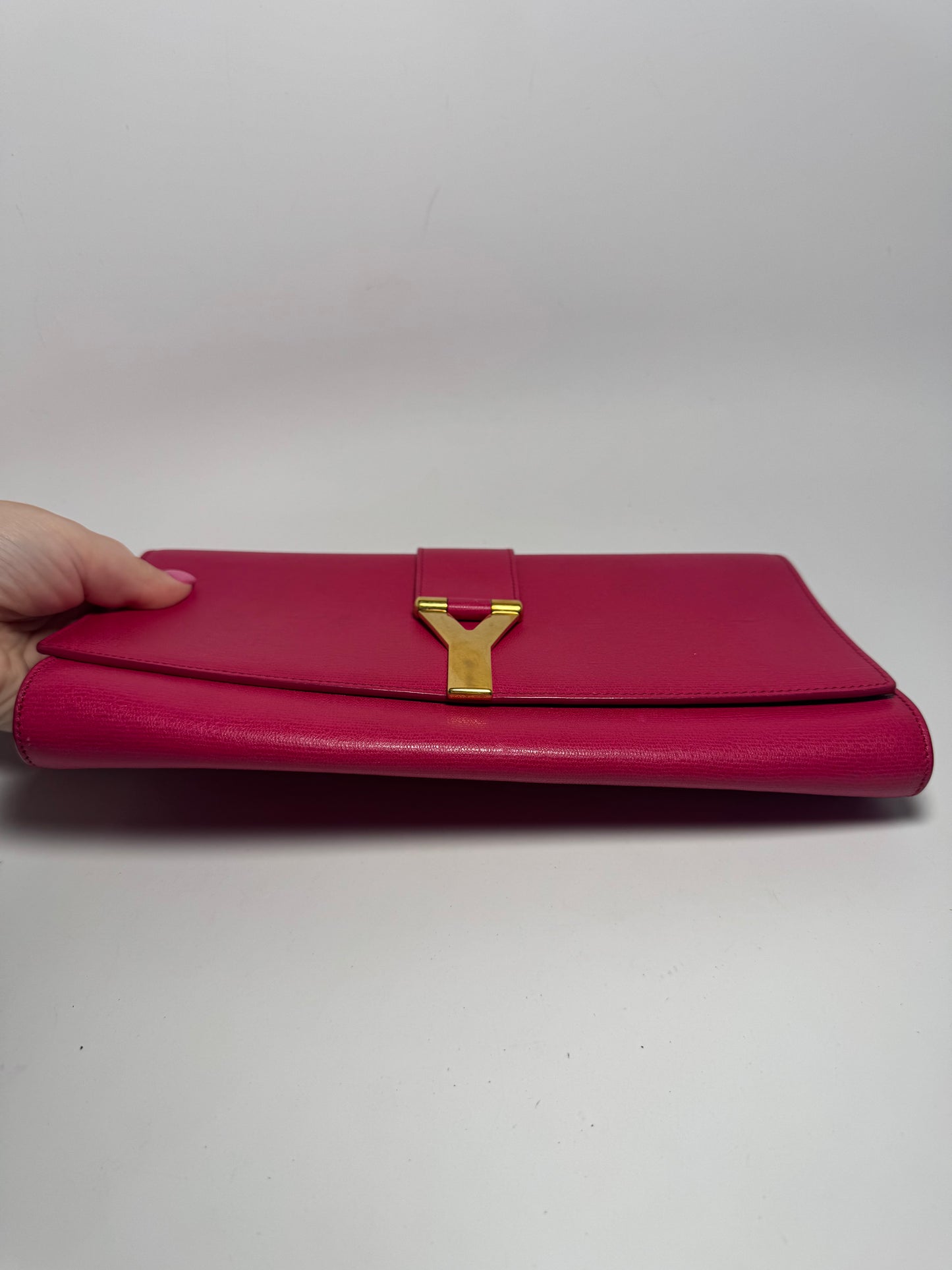 Yves Saint Laurent Hot Pink Leather Clutch