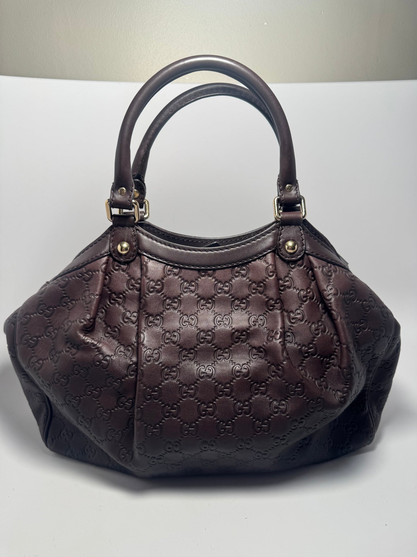 Gucci Sukey Tote Guccissima Leather Hand Bag Walnut Brown