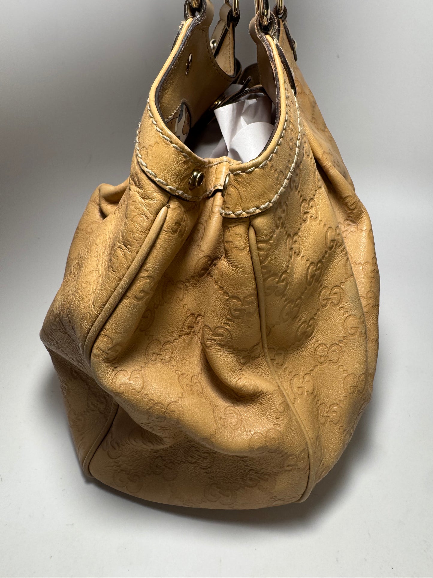 Gucci Sukey Tote Guccissima Leather Hand Bag Beige/Tan