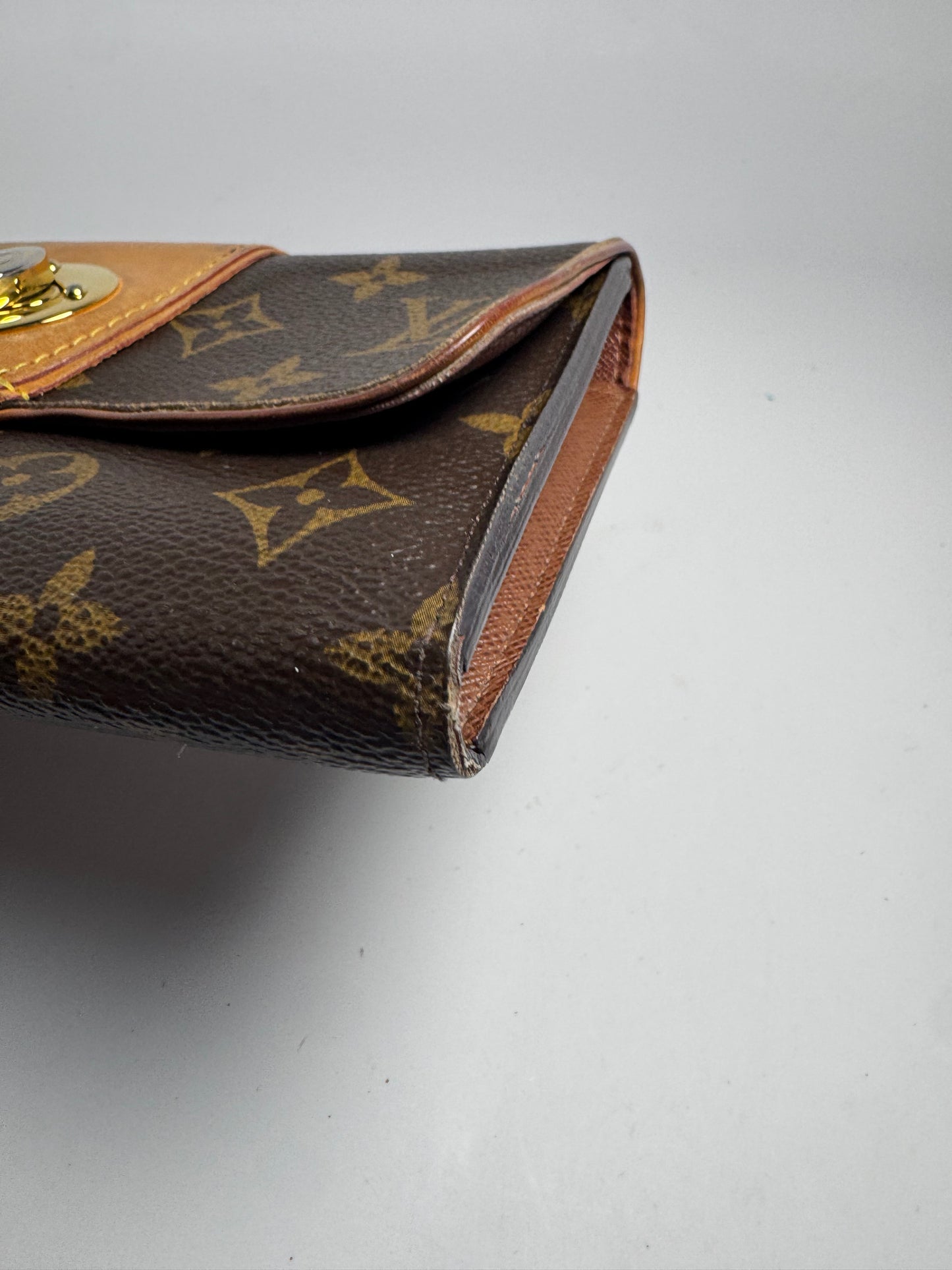 Louis Vuitton Portefeuille Boetie Wallet Turn Lock Closure Monogram & Vachetta Leather Made in Spain in 2010