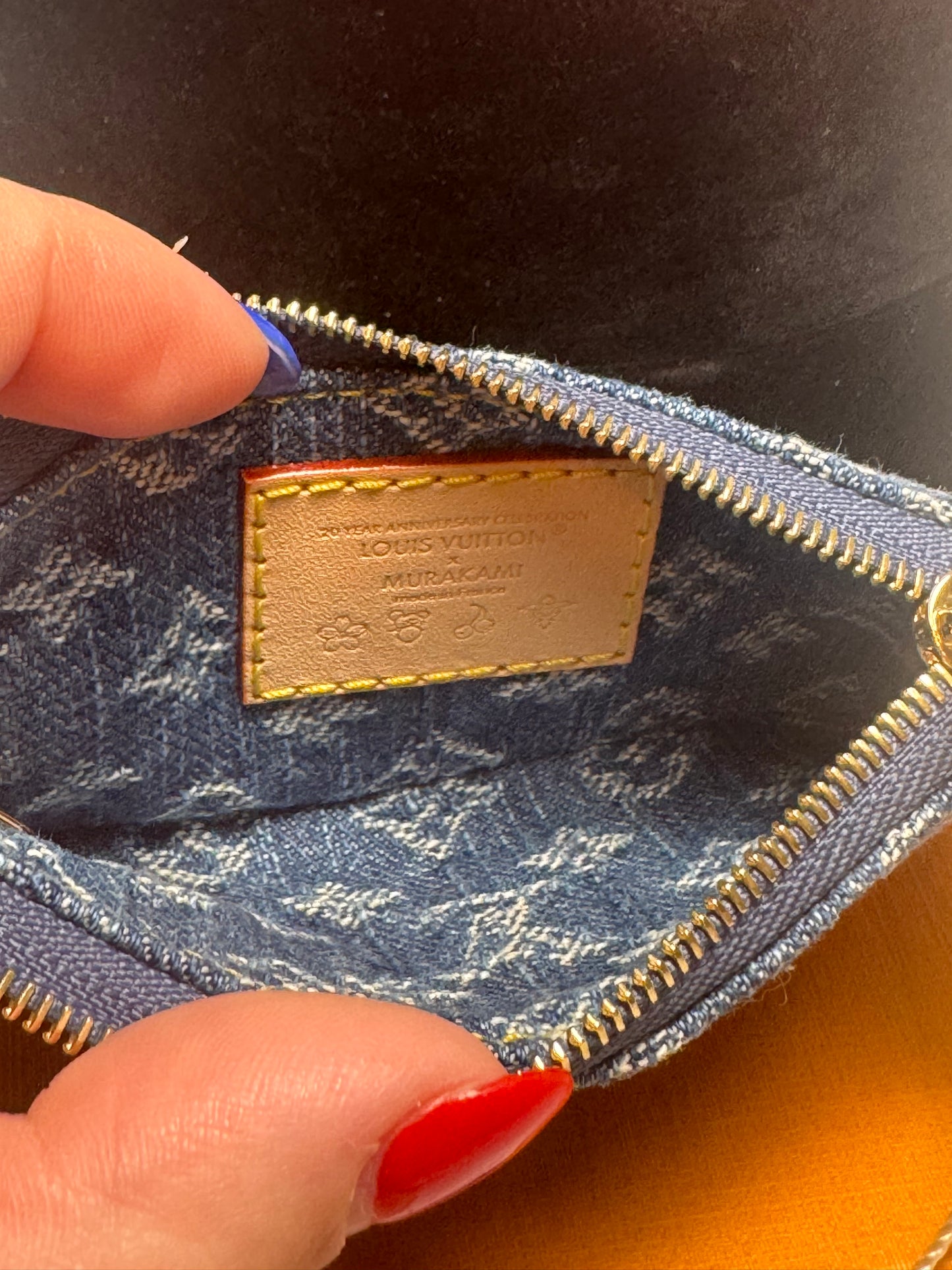 Louis Vuitton x TM Denim Cherry Key Pouch NEW w/COA