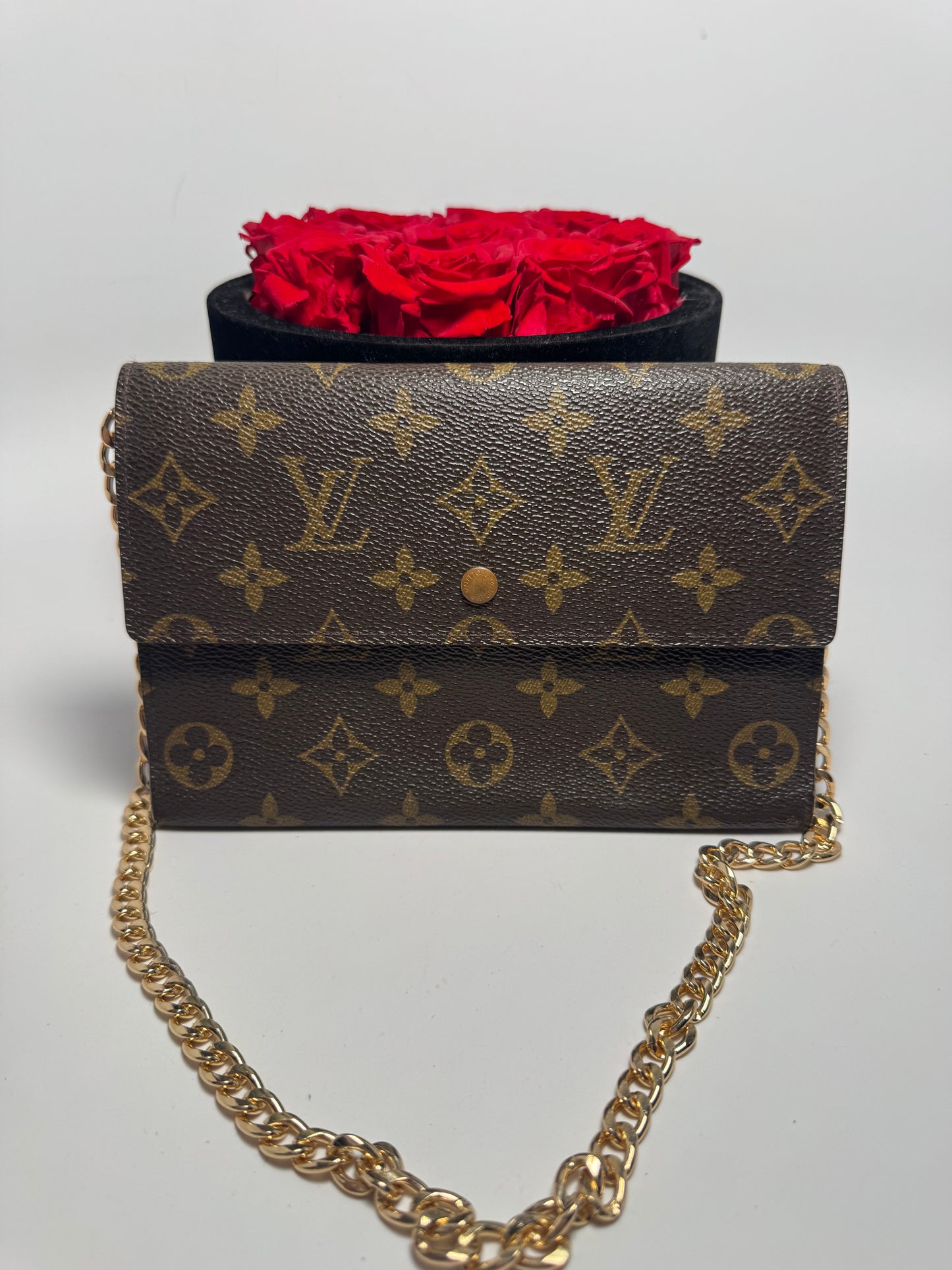 Louis Vuitton Pochette Trifold Wallet On Chain in Monogram/Passport Holder Made in Spain in July 1996