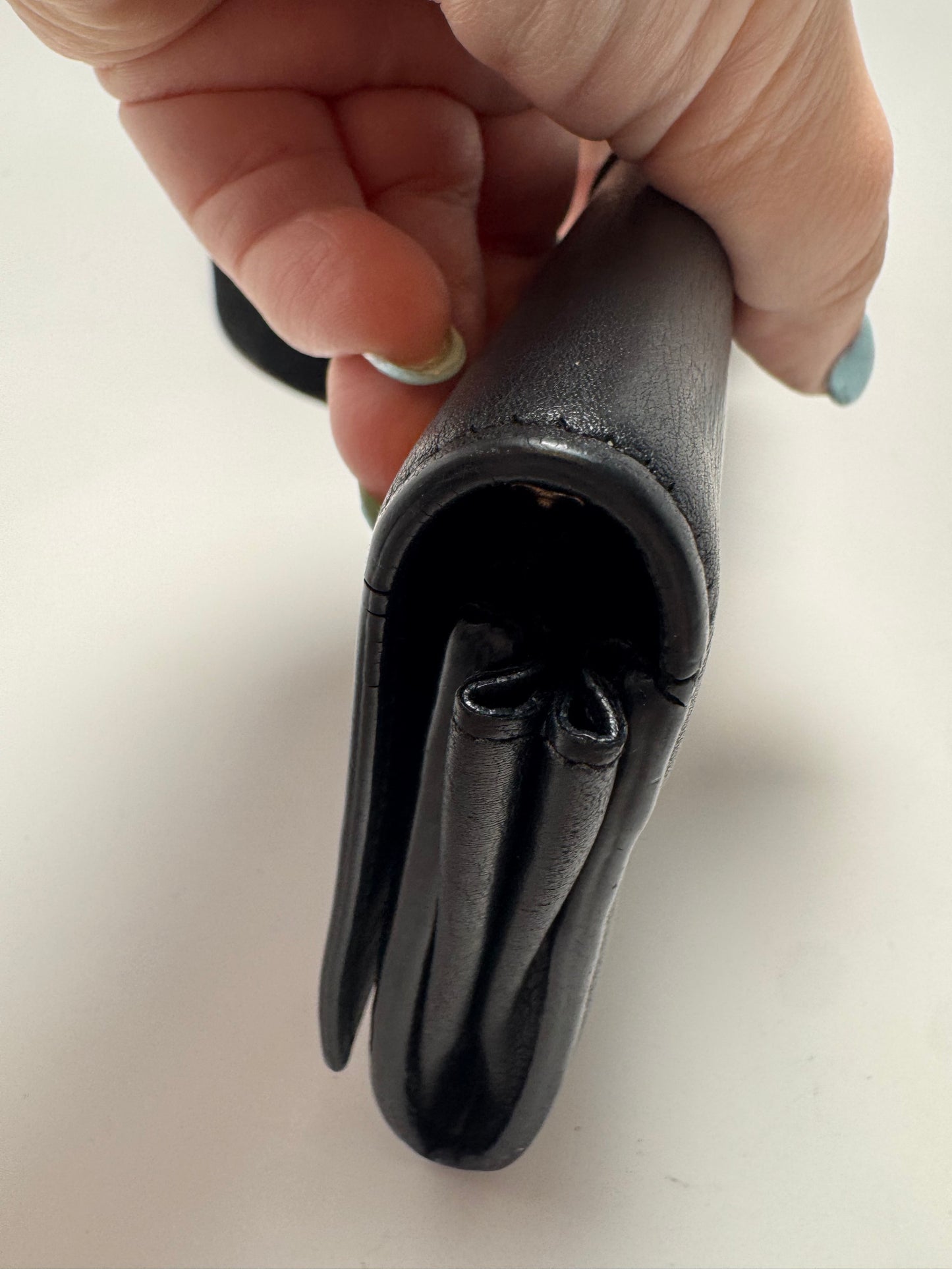 Yves Saint Laurent Black Leather Clutch w/Gold