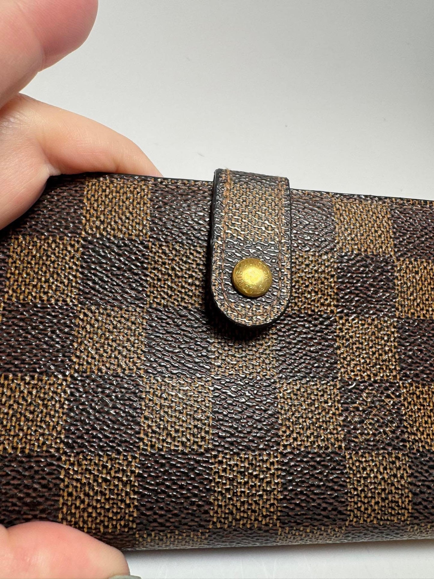 Louis Vuitton Damier Ebene Portefeuille Vinnois Bifold Kiss Lock Wallet