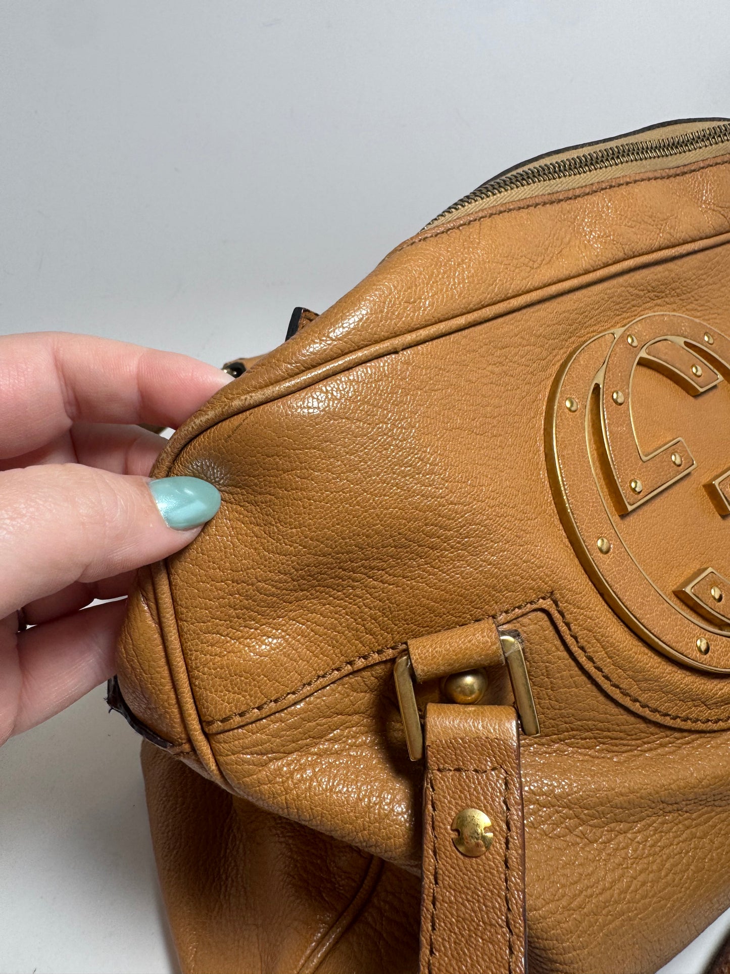 Gucci Blondie Studded Shoulder Bag Leather