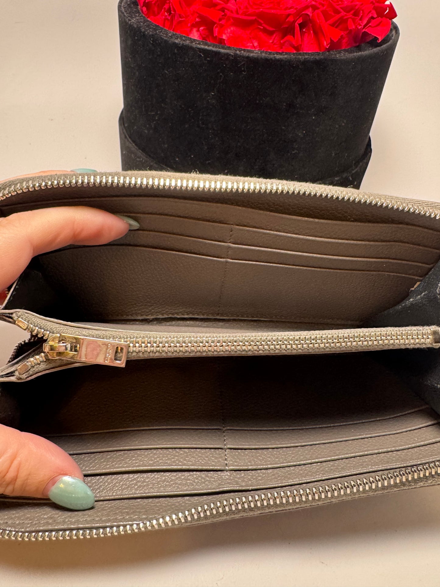 Saint Laurent Grained Calf Skin Rive Gauche Zip Around Wallet