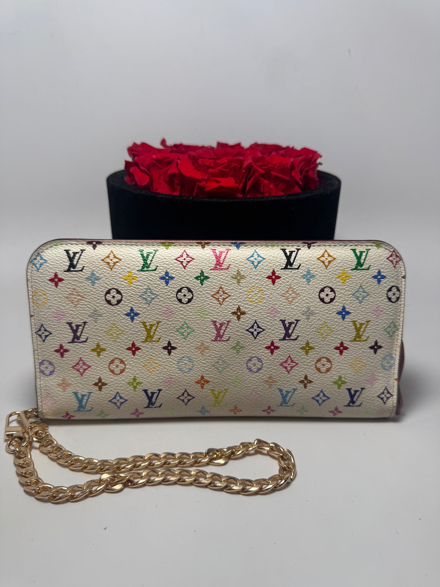 Louis Vuitton Insolite White Multicolor Murakami Wallet on Chain/Wristlet