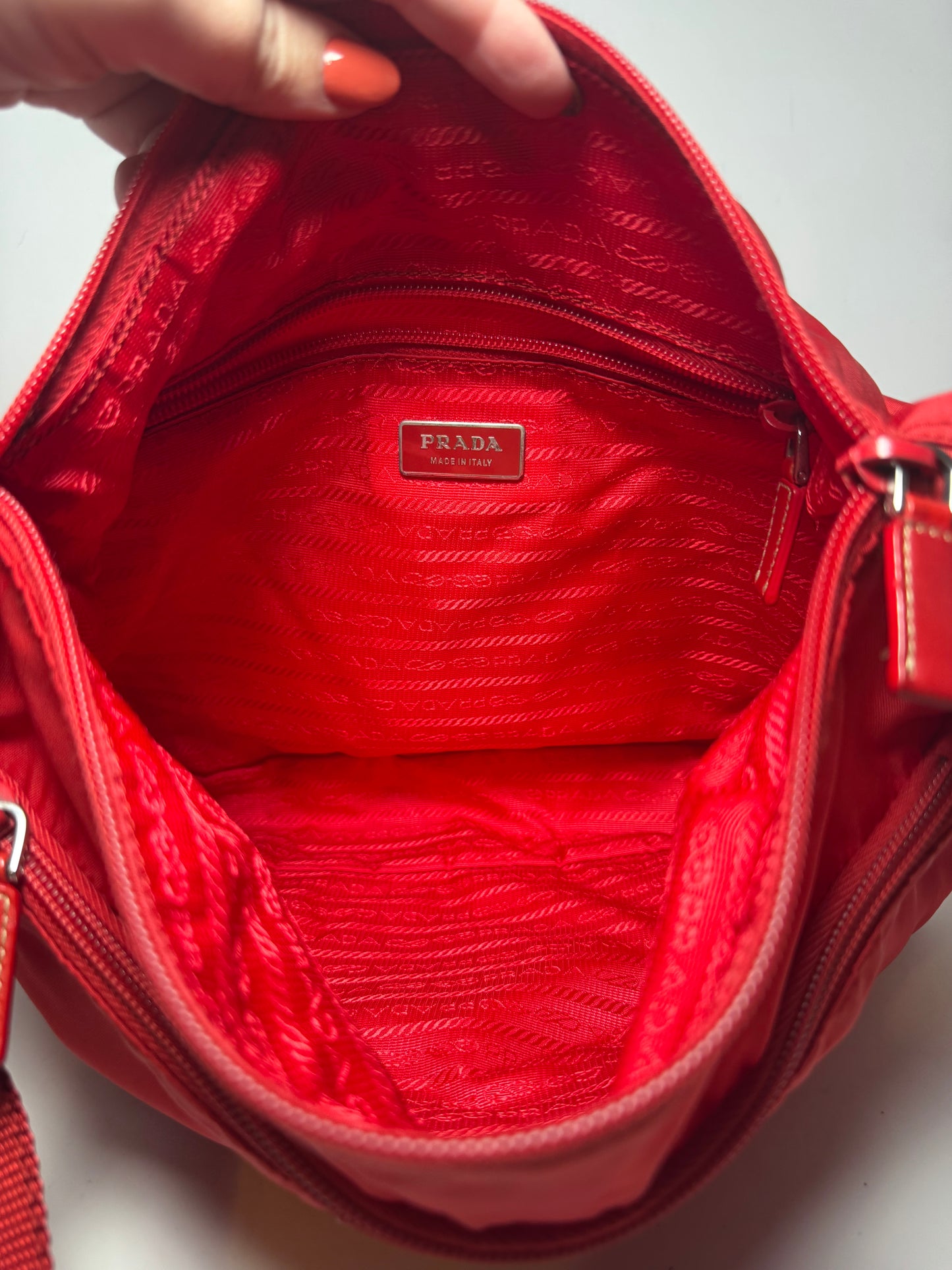 Prada Red Nylon Shoulder Bag/Crossbody