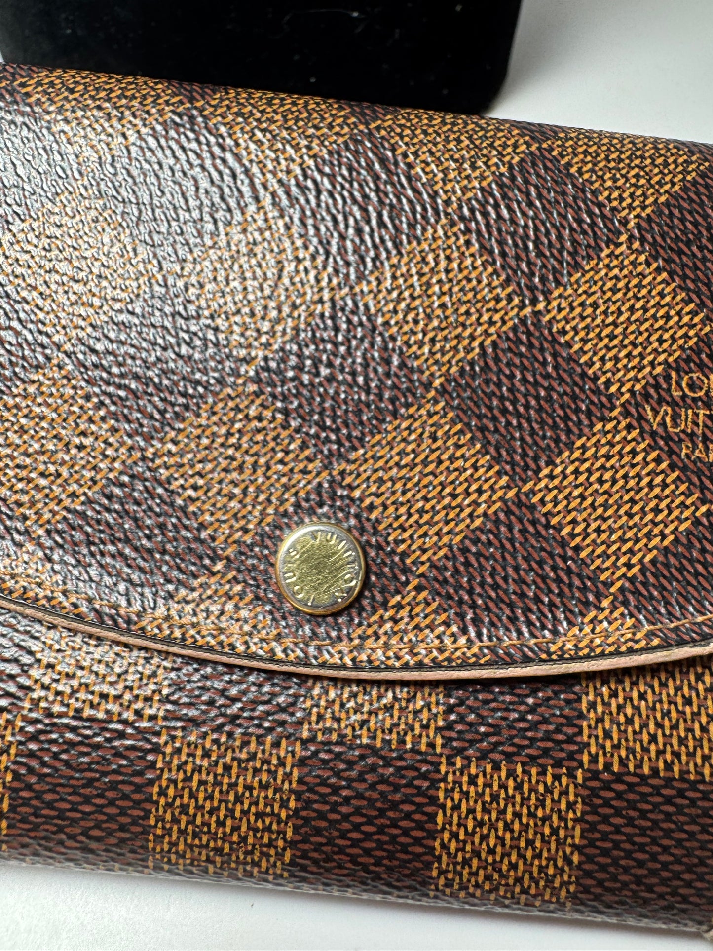 Louis Vuitton Damier Ebene Caissa Wallet w/Ballerine Pink Interior