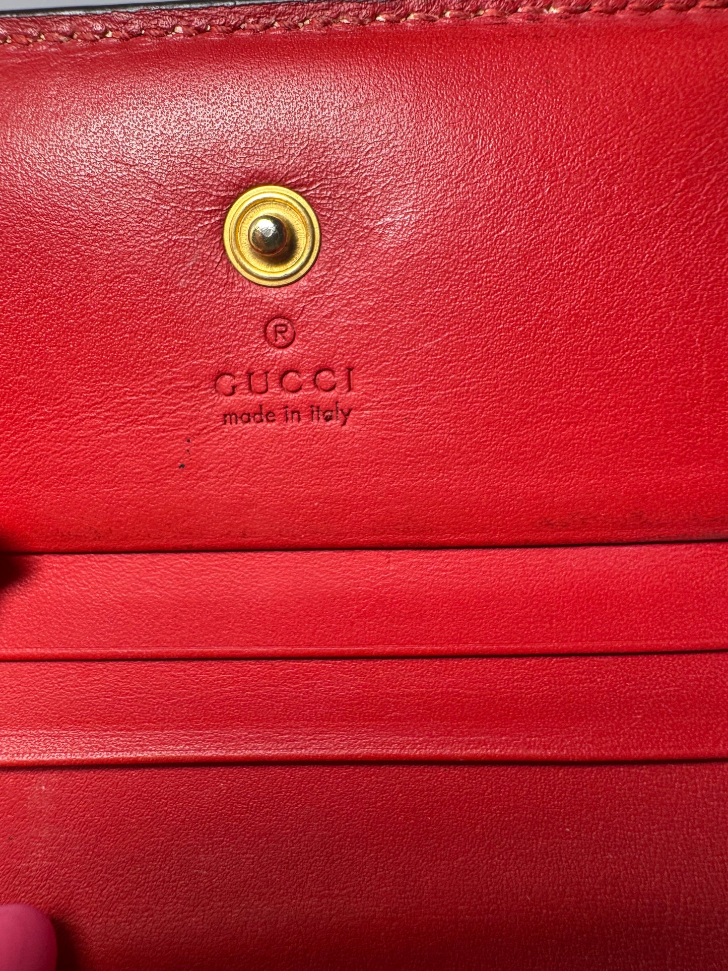 Gucci Cherry Web Card Case w/Enamel Gucci Wallet Made in Italy