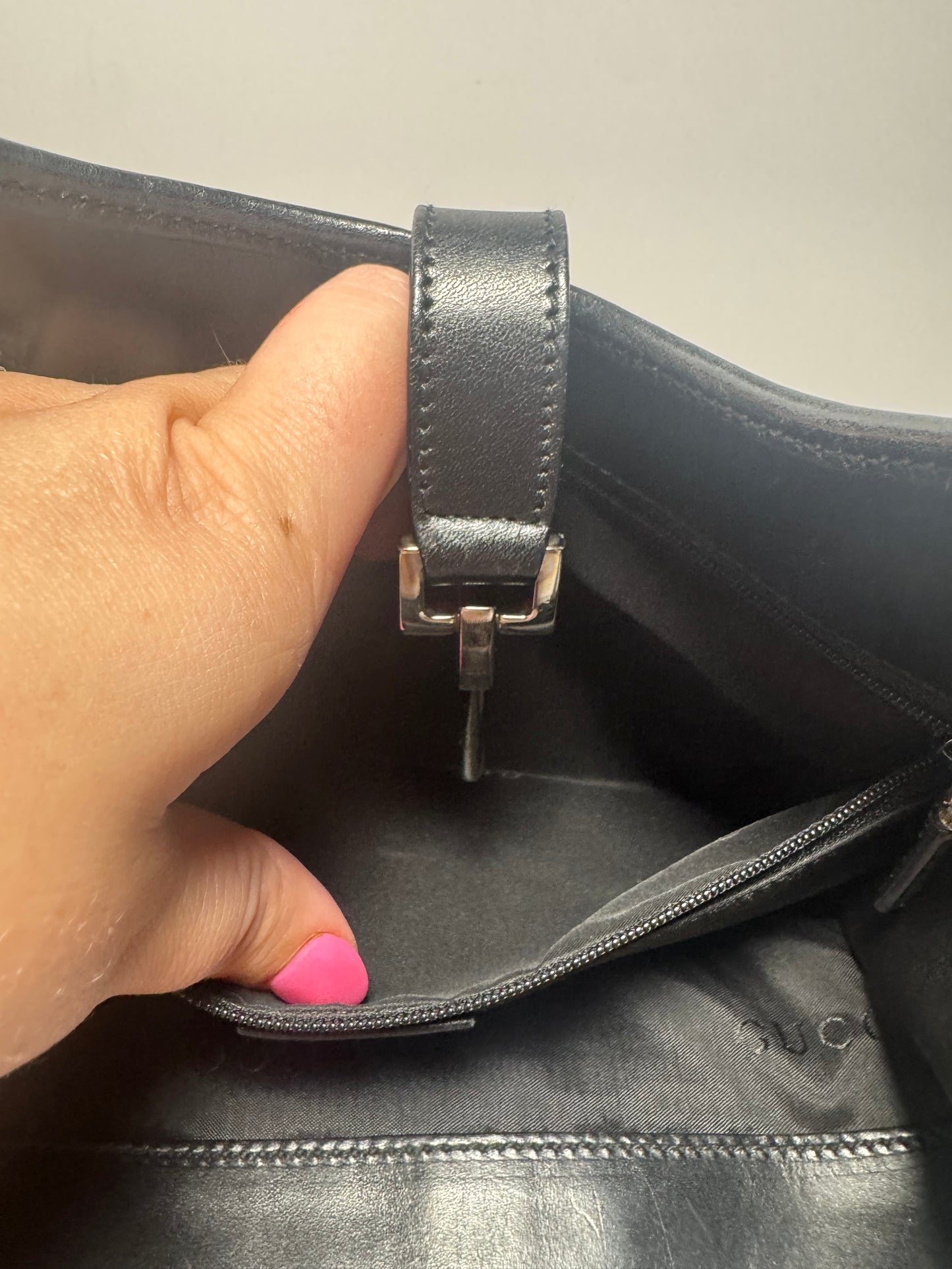 Gucci Jackie Bardot Piston Lock Hobo Black & White Cloth & Leather