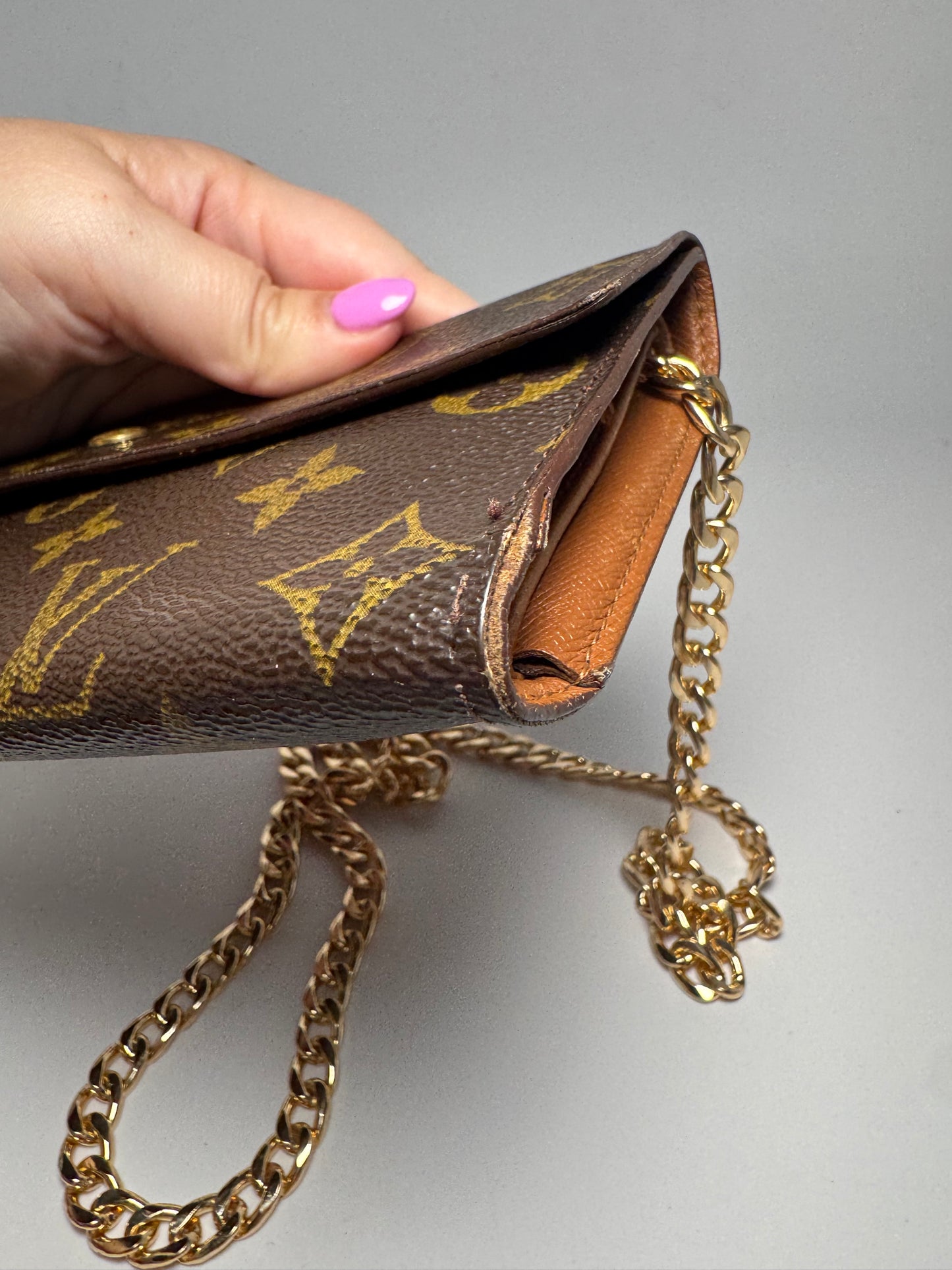 Louis Vuitton Trifold Monogram Wallet on Chain- July 1998