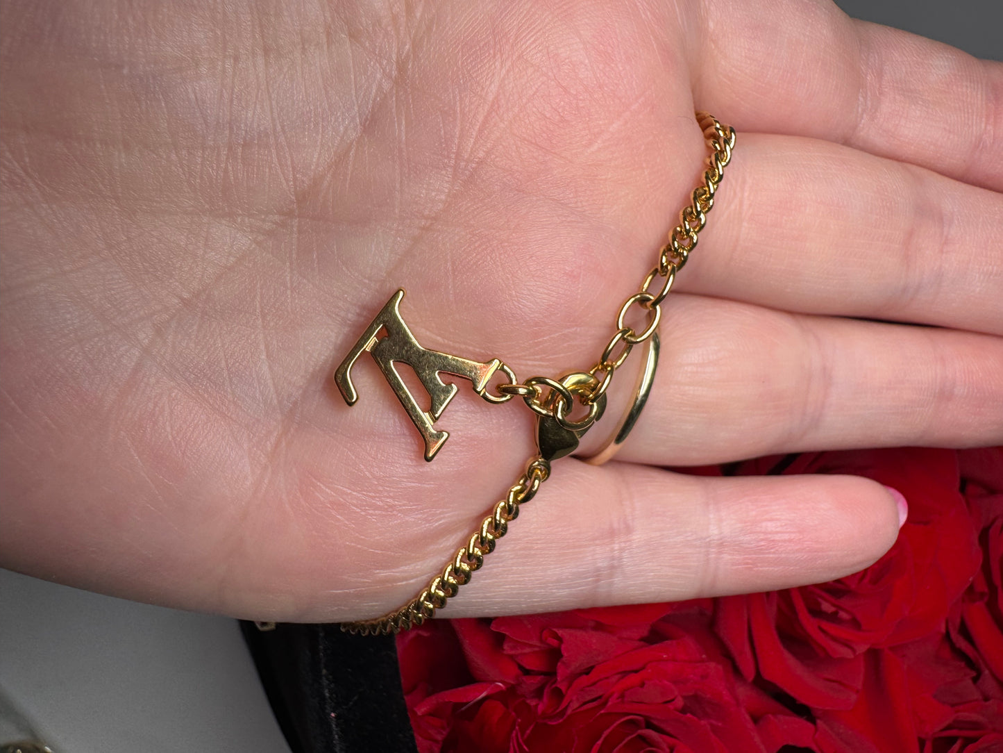 Louis Vuitton Sweet Monogram Charm Bracelet Gold Tone
