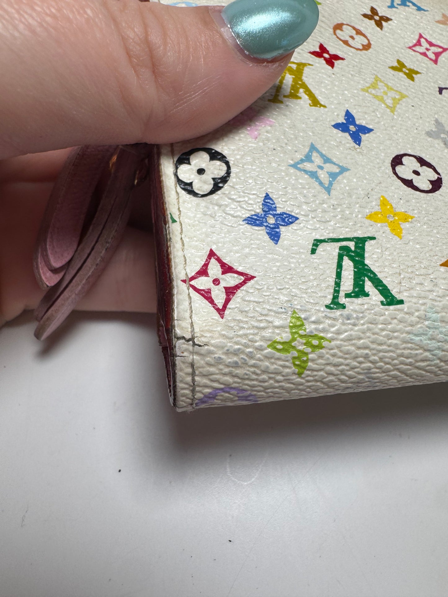 Louis Vuitton Insolite White Multicolor Murakami Wallet on Chain/Wristlet
