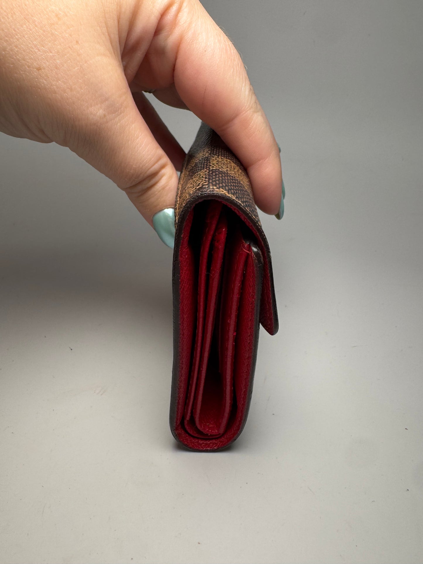 Louis Vuitton Damier Ebene Koala Wallet w/Red Interior (Unisex)