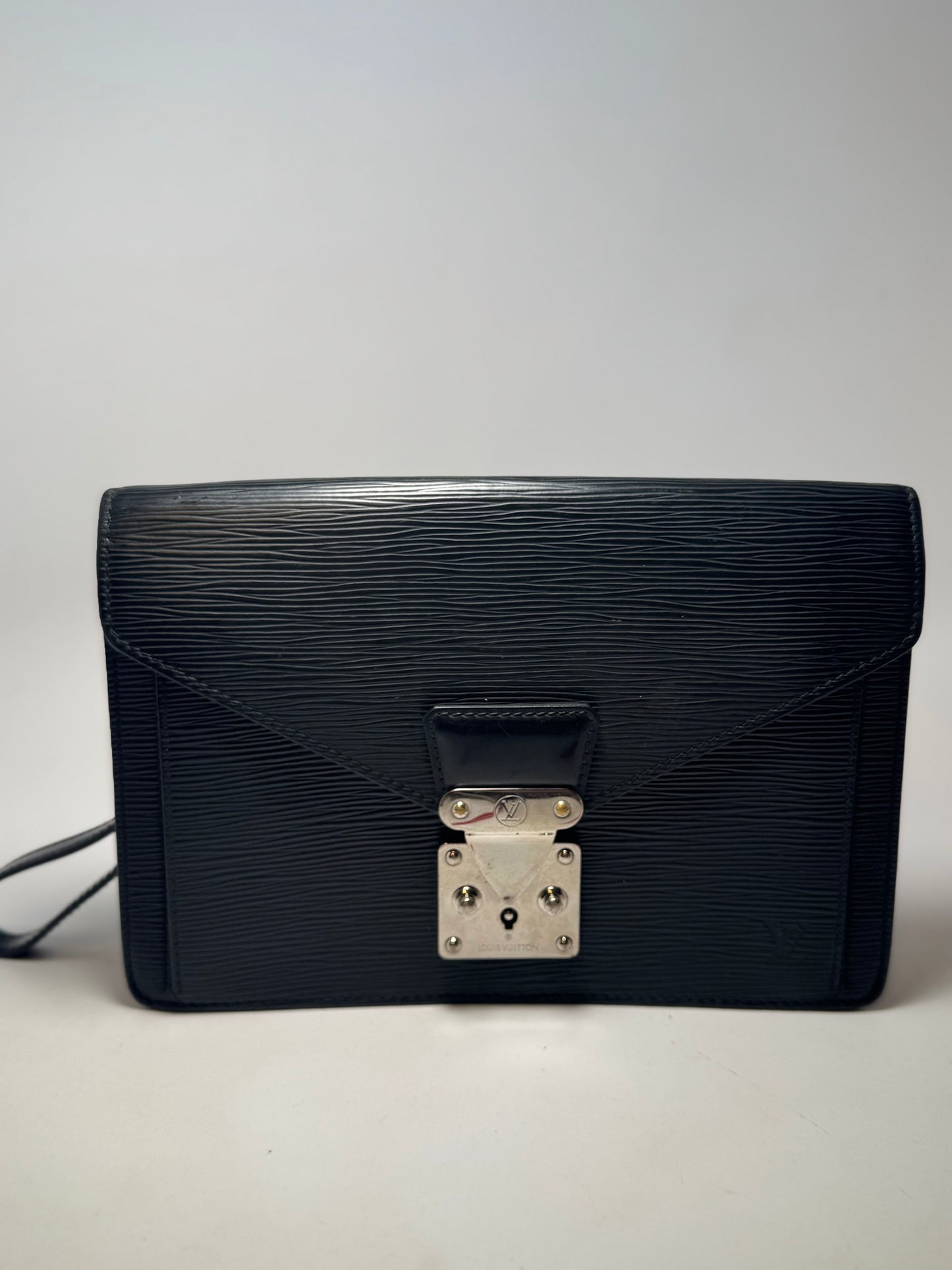 Louis Vuitton Pochette Sellier Black Epi Leather Clutchw/Silver Hardware