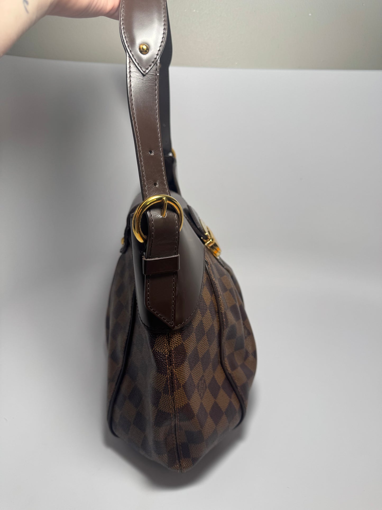 Louis Vuitton Sistina MM Damier Ebene Pleated Shoulder Bag