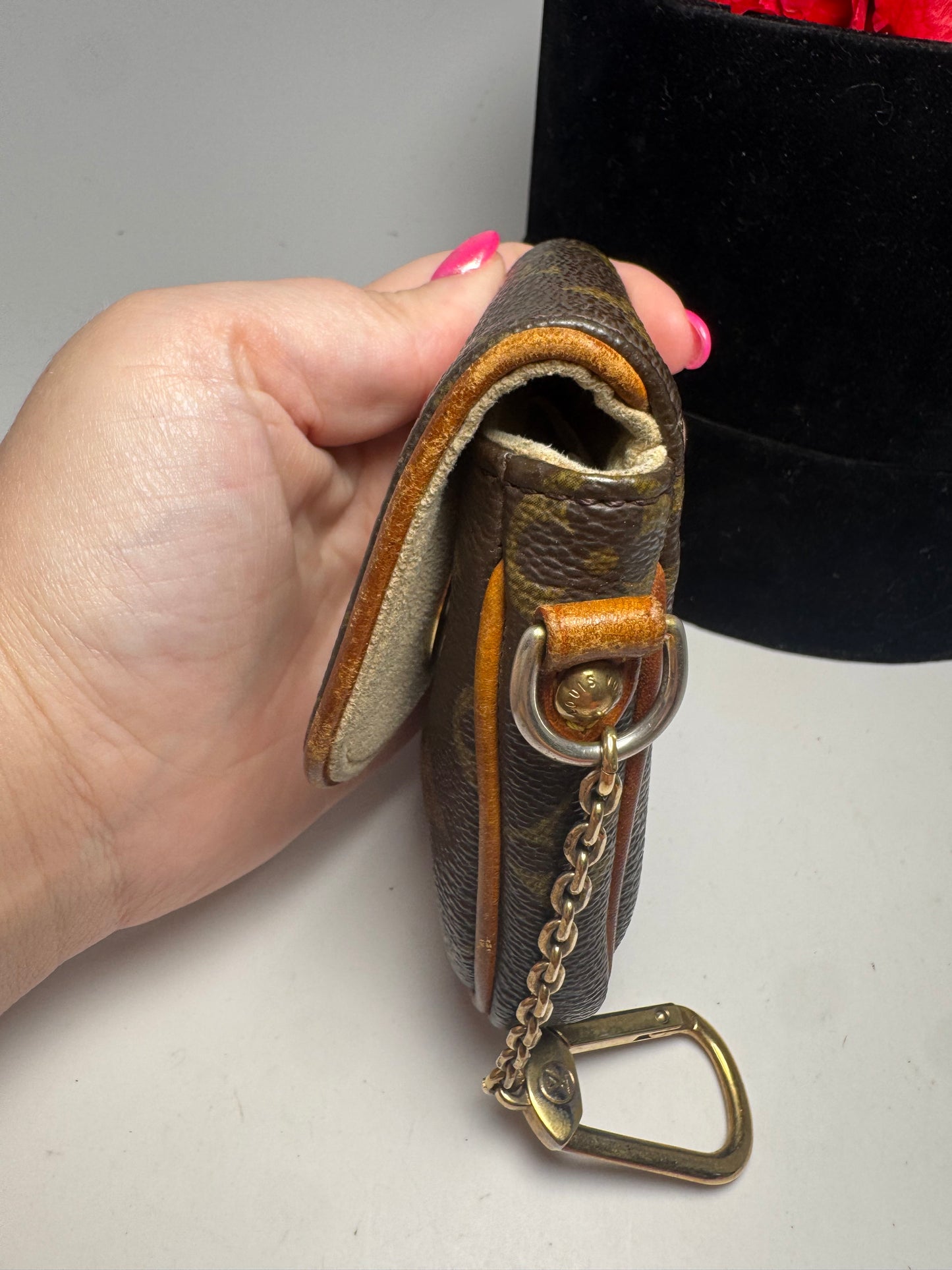 Louis Vuitton Tikal Pouch w/Key Cles Turn Lock Monogram Pouch