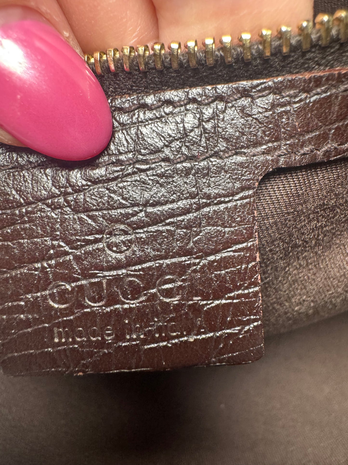Gucci Jackie Sherry Line Monogram Canvas & Leather Shoulder Bag