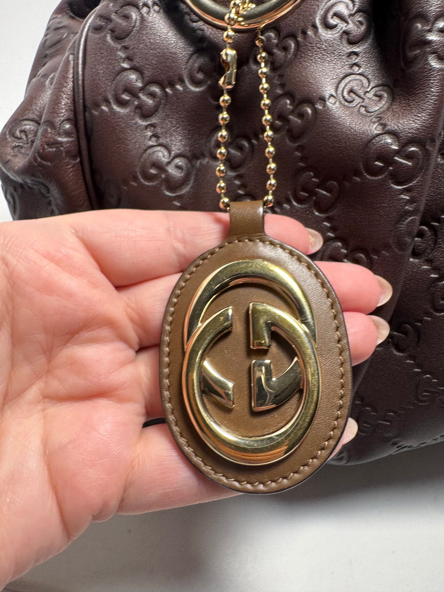Gucci Sukey Tote Guccissima Leather Hand Bag Walnut Brown