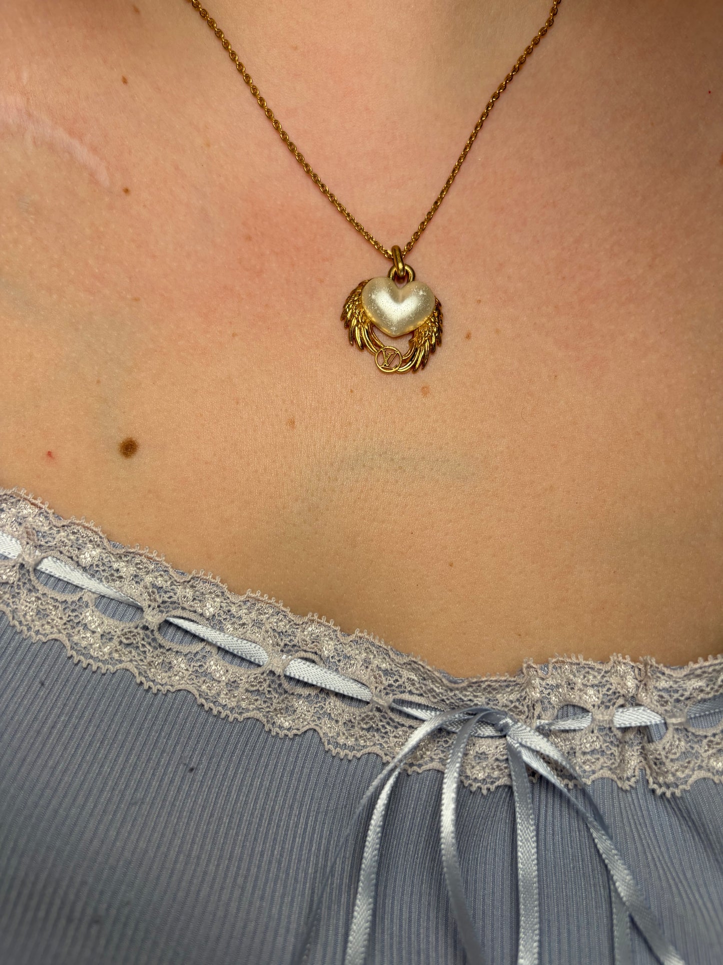 Louis Vuitton Angel of Love Heart Angel Wings Necklace